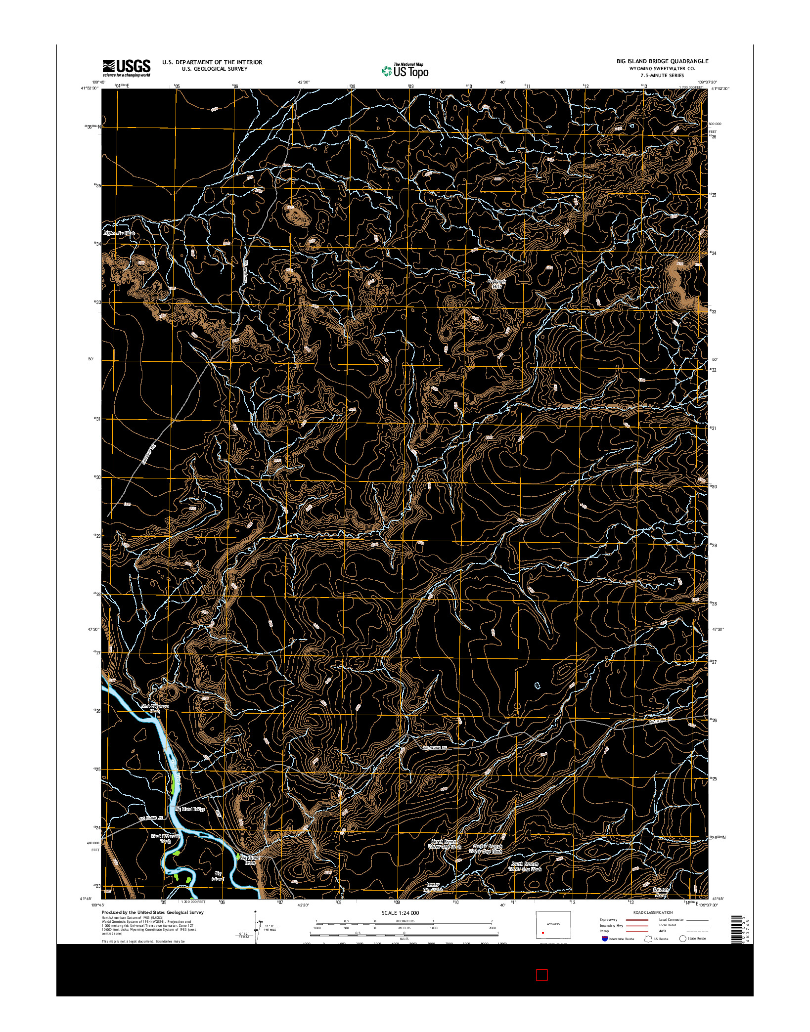 USGS US TOPO 7.5-MINUTE MAP FOR BIG ISLAND BRIDGE, WY 2015