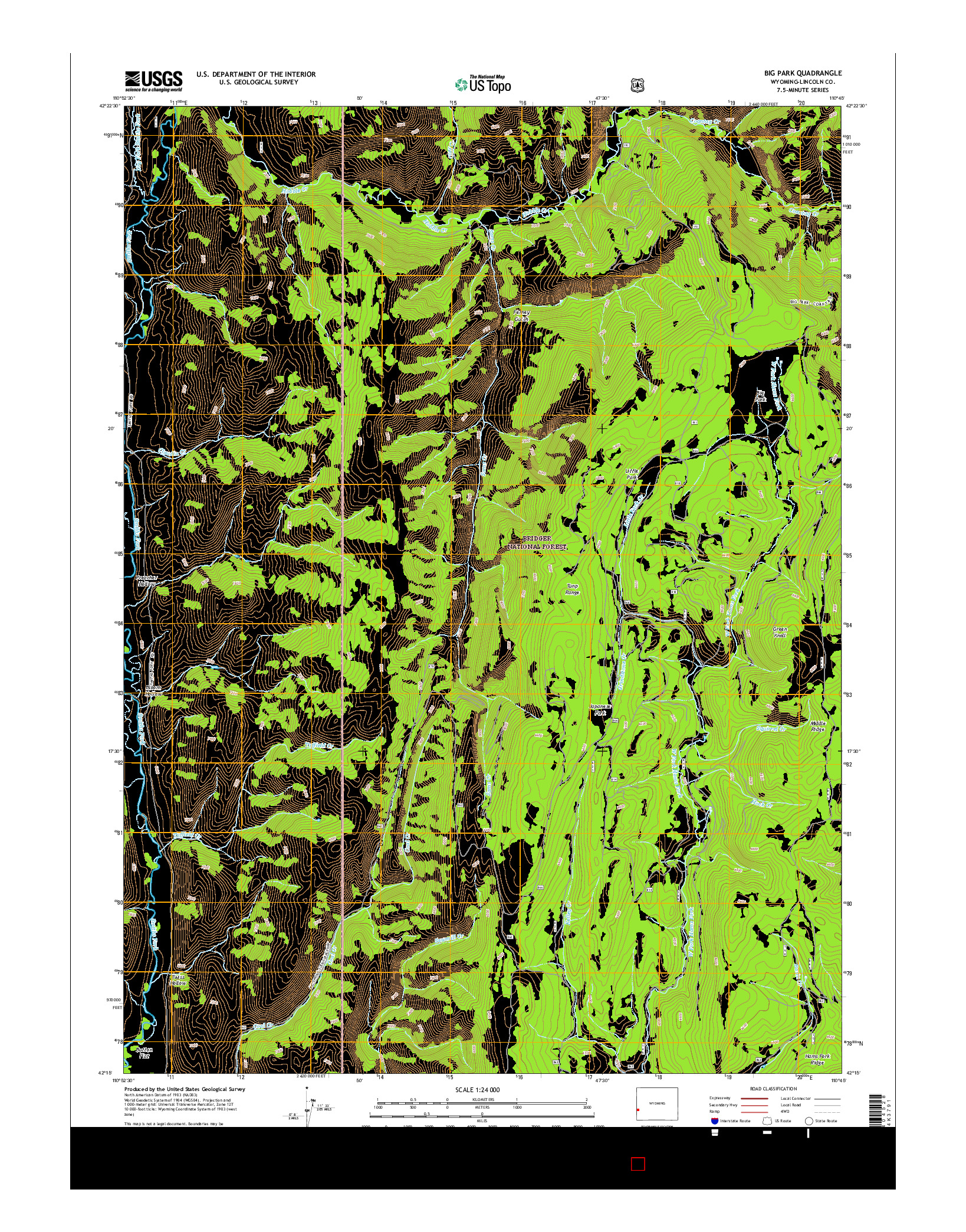 USGS US TOPO 7.5-MINUTE MAP FOR BIG PARK, WY 2015