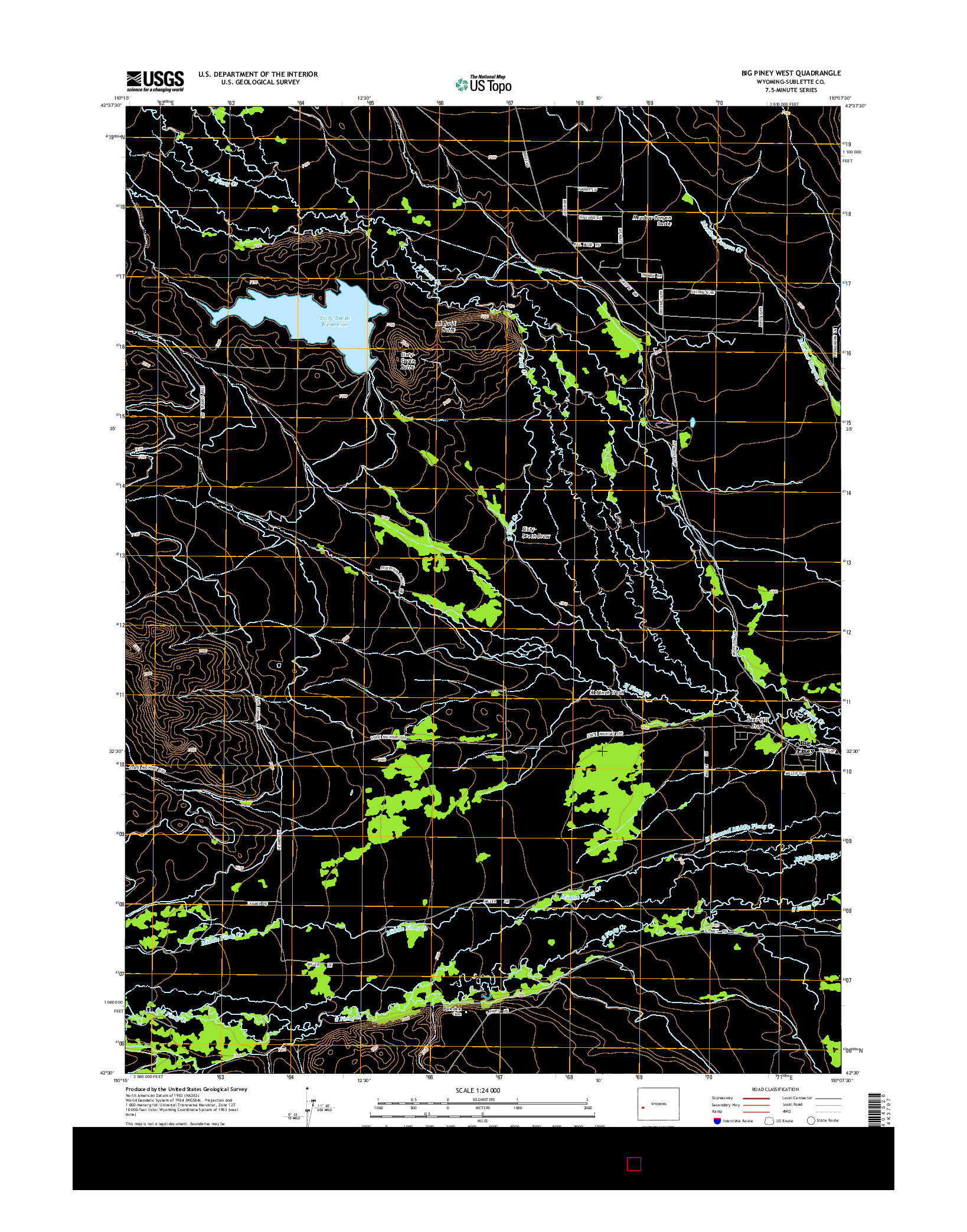 USGS US TOPO 7.5-MINUTE MAP FOR BIG PINEY WEST, WY 2015