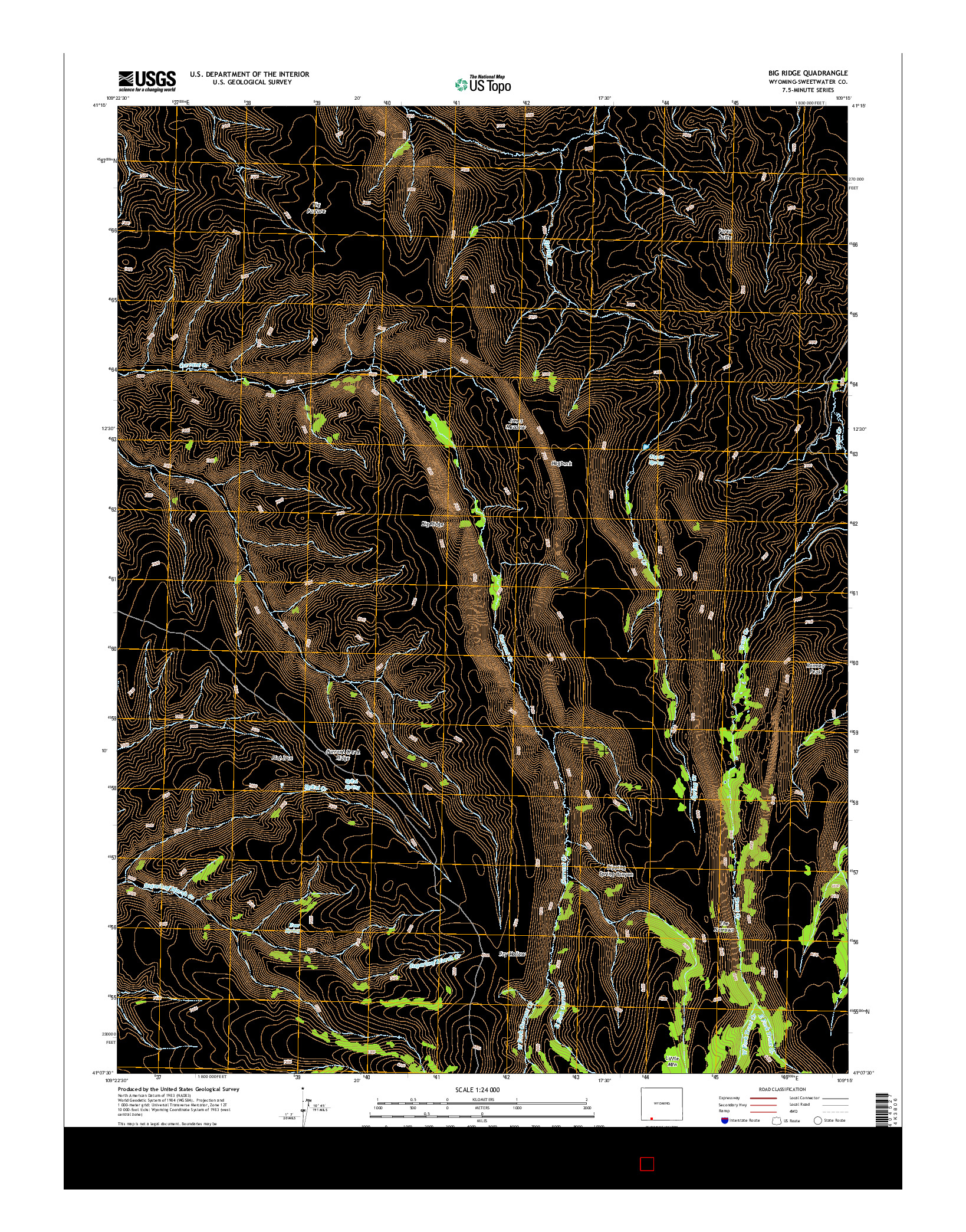 USGS US TOPO 7.5-MINUTE MAP FOR BIG RIDGE, WY 2015