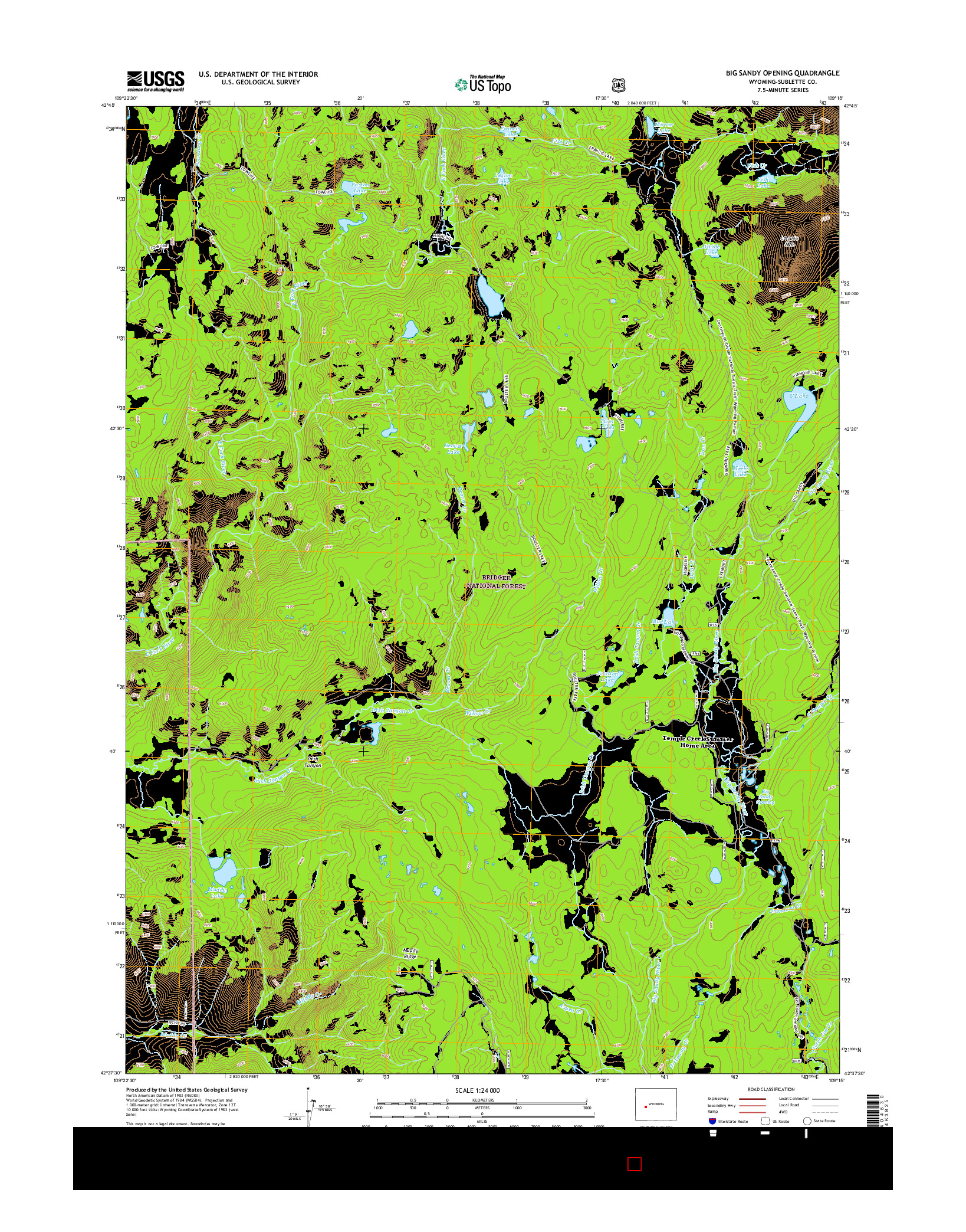 USGS US TOPO 7.5-MINUTE MAP FOR BIG SANDY OPENING, WY 2015