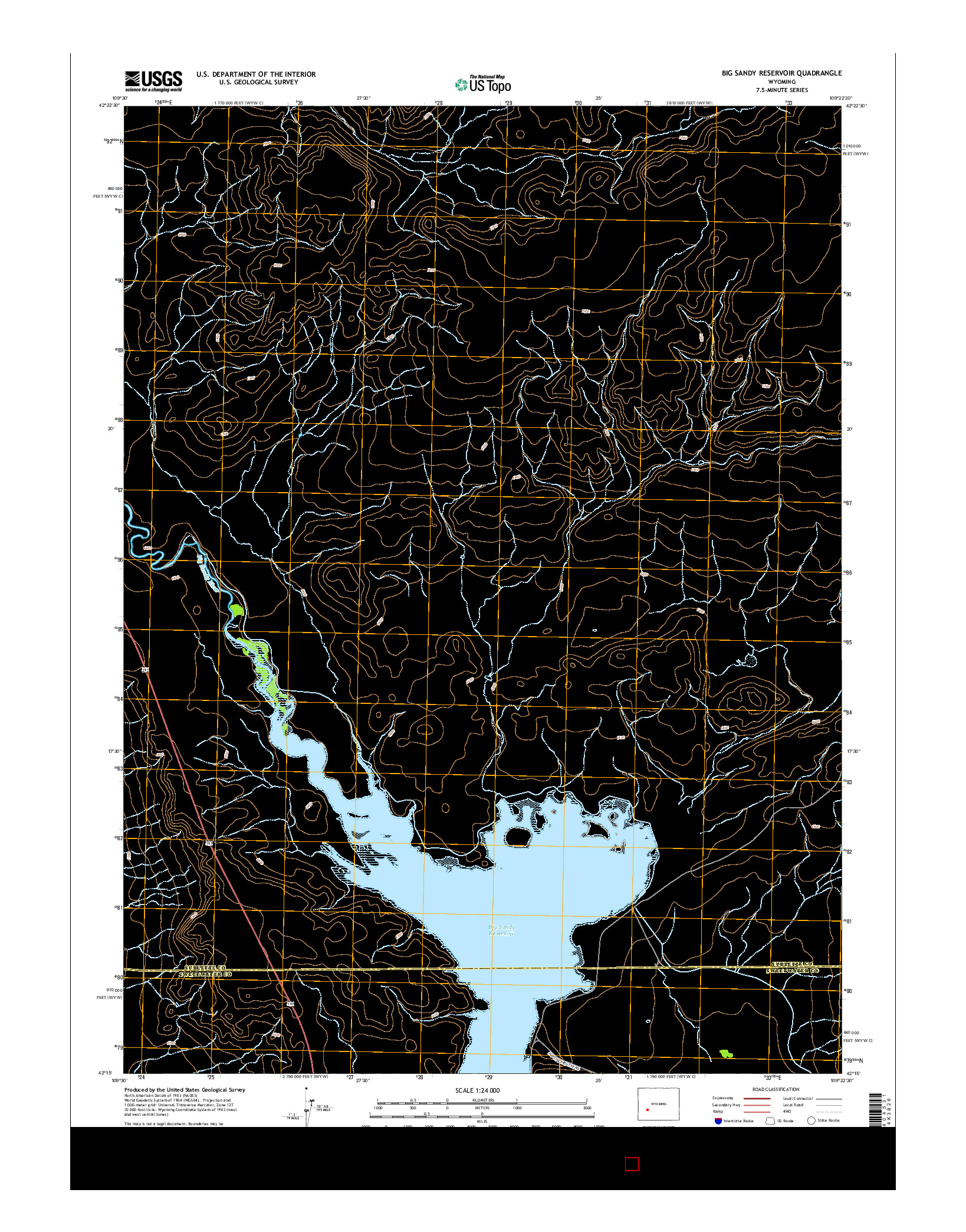 USGS US TOPO 7.5-MINUTE MAP FOR BIG SANDY RESERVOIR, WY 2015