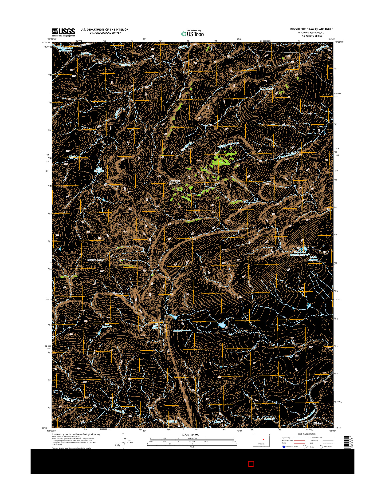 USGS US TOPO 7.5-MINUTE MAP FOR BIG SULFUR DRAW, WY 2015