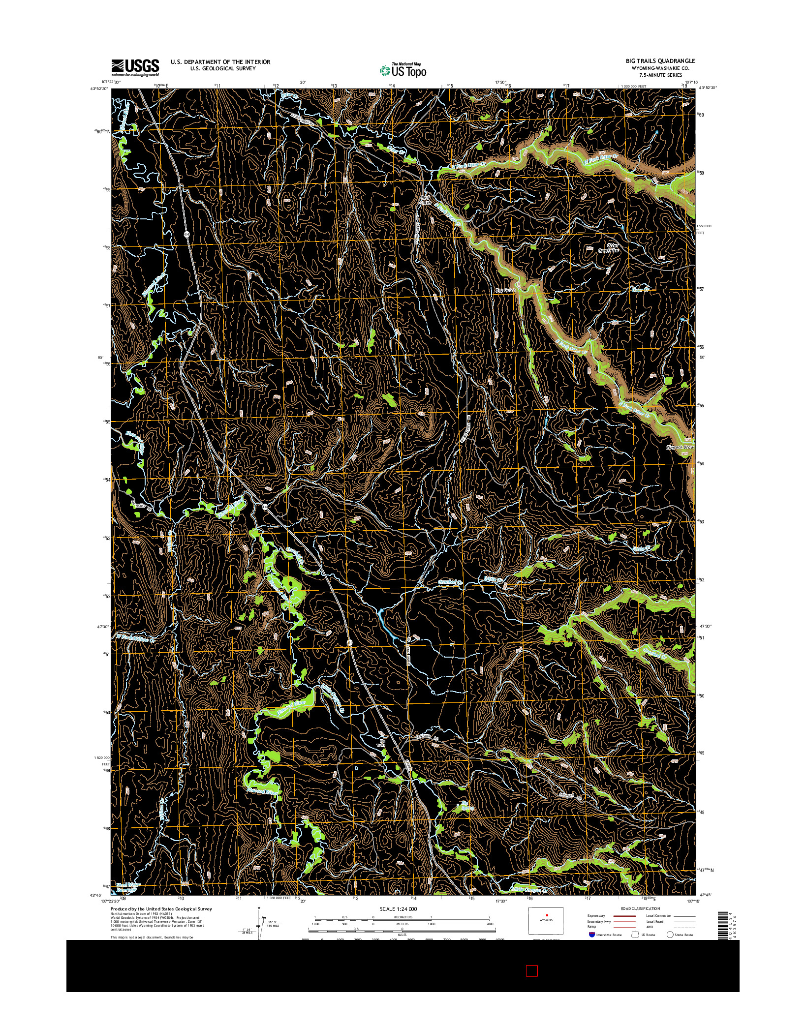 USGS US TOPO 7.5-MINUTE MAP FOR BIG TRAILS, WY 2015