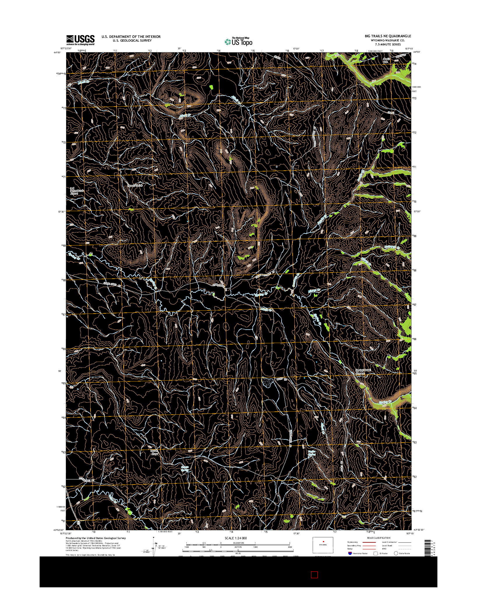 USGS US TOPO 7.5-MINUTE MAP FOR BIG TRAILS NE, WY 2015