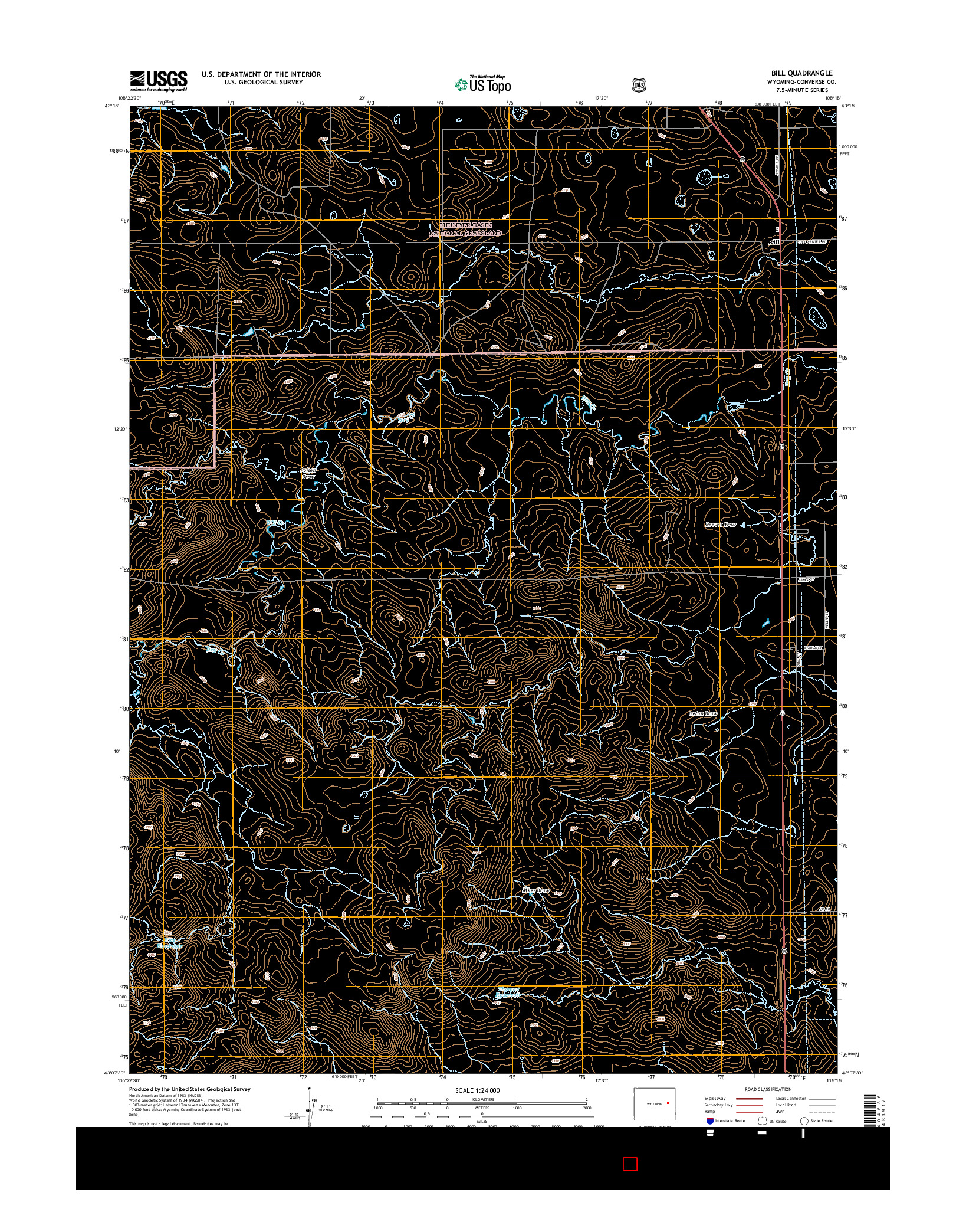 USGS US TOPO 7.5-MINUTE MAP FOR BILL, WY 2015