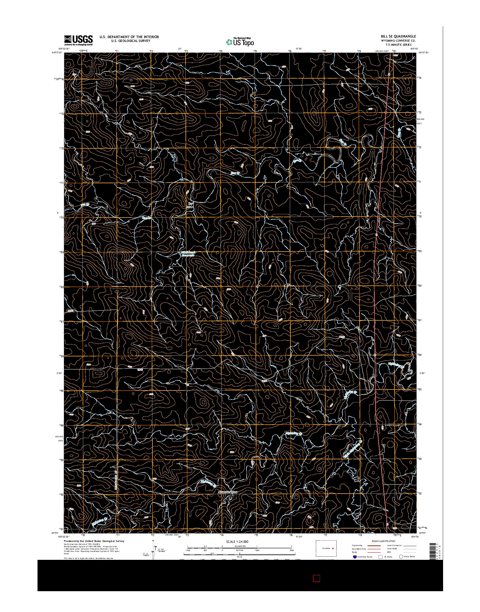 USGS US TOPO 7.5-MINUTE MAP FOR BILL SE, WY 2015
