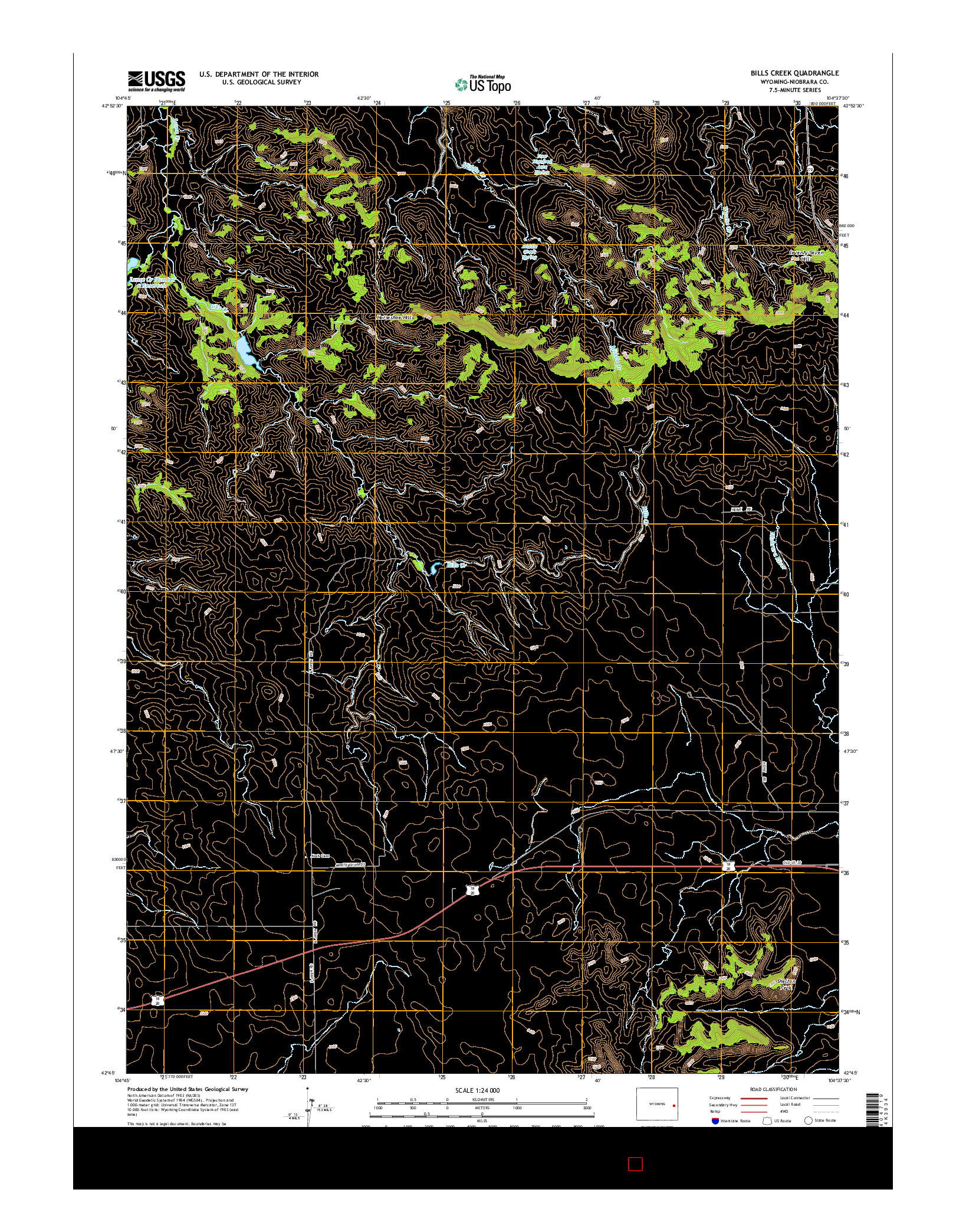 USGS US TOPO 7.5-MINUTE MAP FOR BILLS CREEK, WY 2015