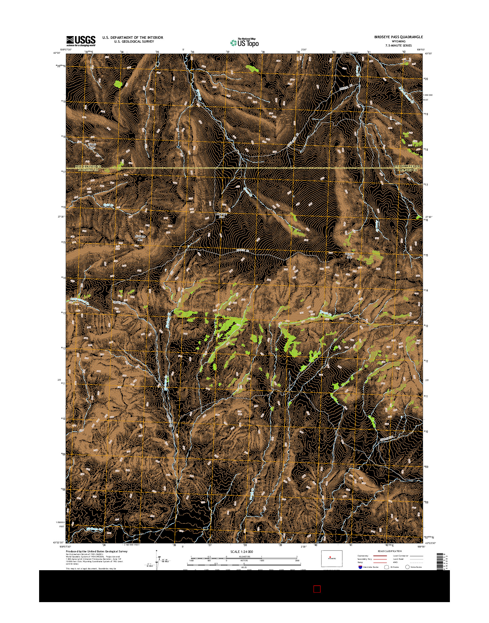 USGS US TOPO 7.5-MINUTE MAP FOR BIRDSEYE PASS, WY 2015