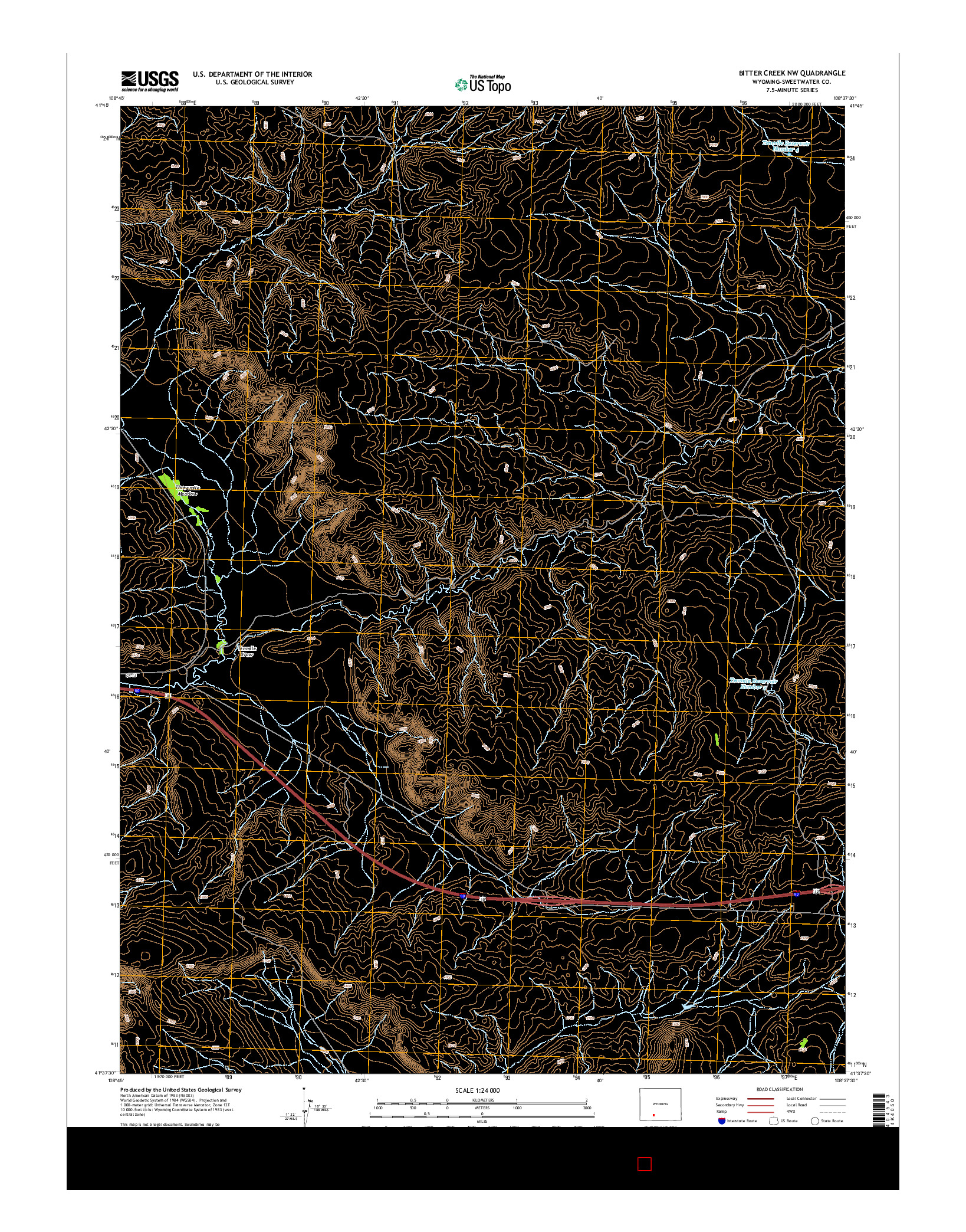 USGS US TOPO 7.5-MINUTE MAP FOR BITTER CREEK NW, WY 2015
