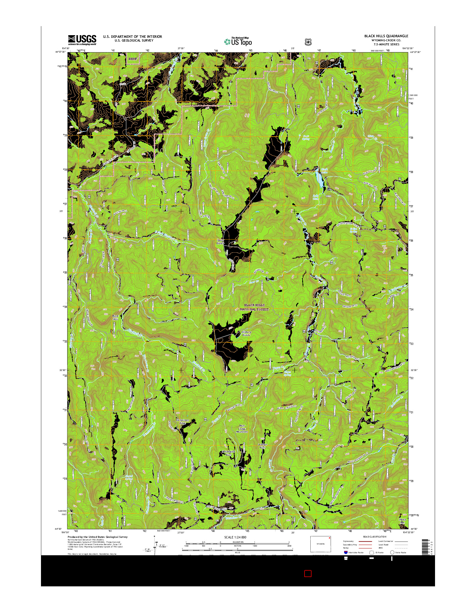 USGS US TOPO 7.5-MINUTE MAP FOR BLACK HILLS, WY 2015