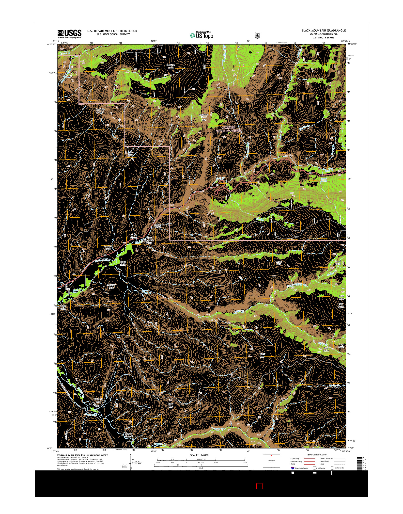 USGS US TOPO 7.5-MINUTE MAP FOR BLACK MOUNTAIN, WY 2015