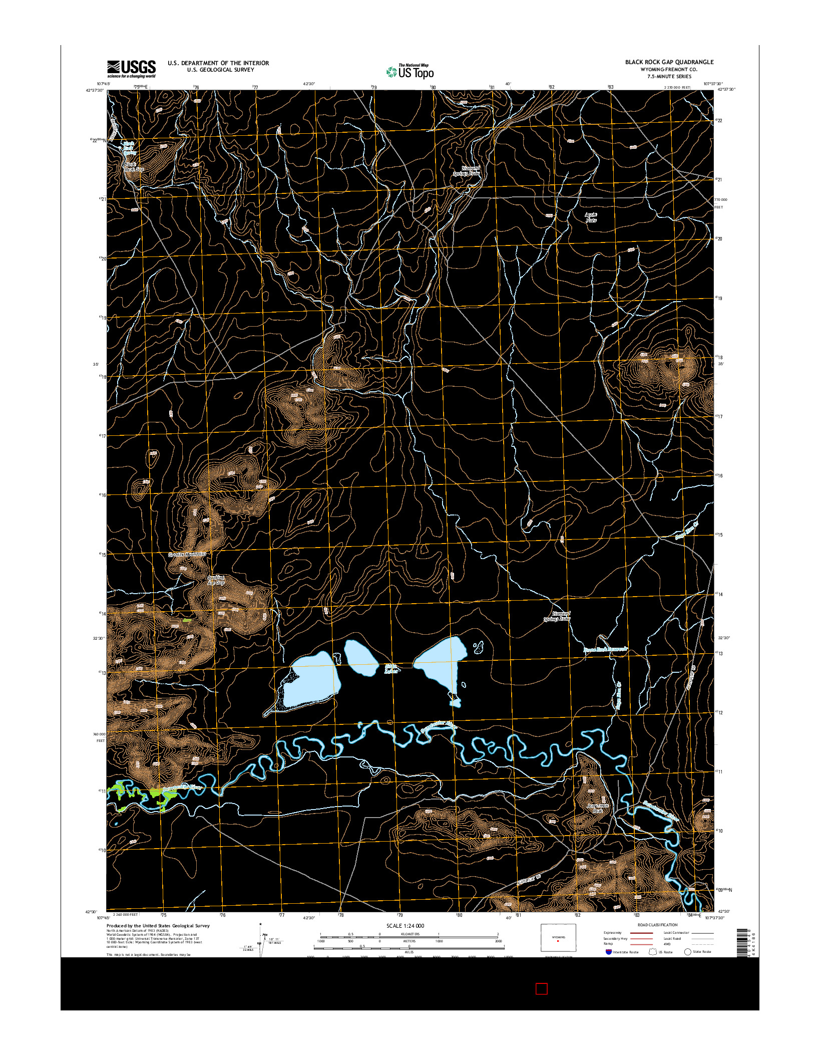 USGS US TOPO 7.5-MINUTE MAP FOR BLACK ROCK GAP, WY 2015