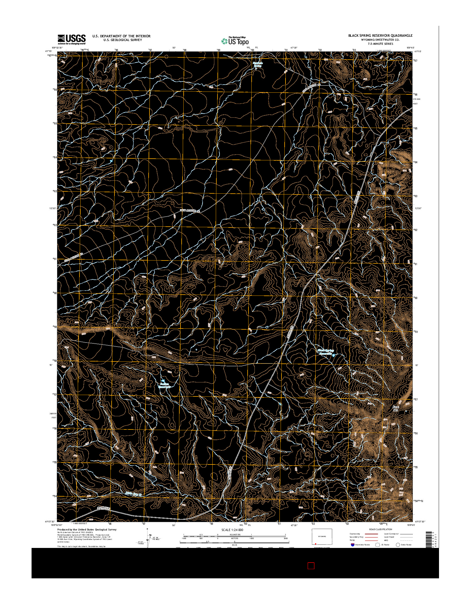 USGS US TOPO 7.5-MINUTE MAP FOR BLACK SPRING RESERVOIR, WY 2015