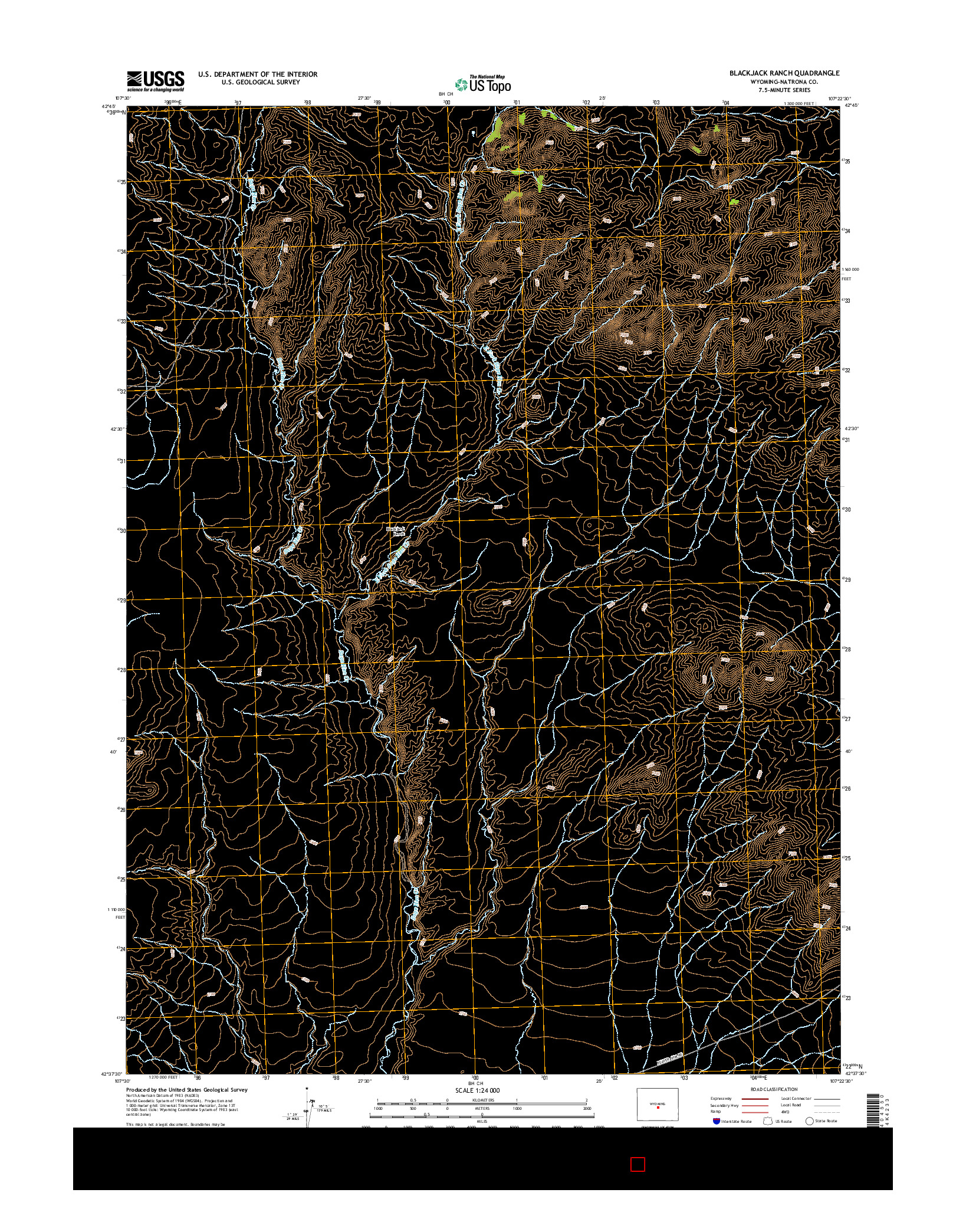 USGS US TOPO 7.5-MINUTE MAP FOR BLACKJACK RANCH, WY 2015