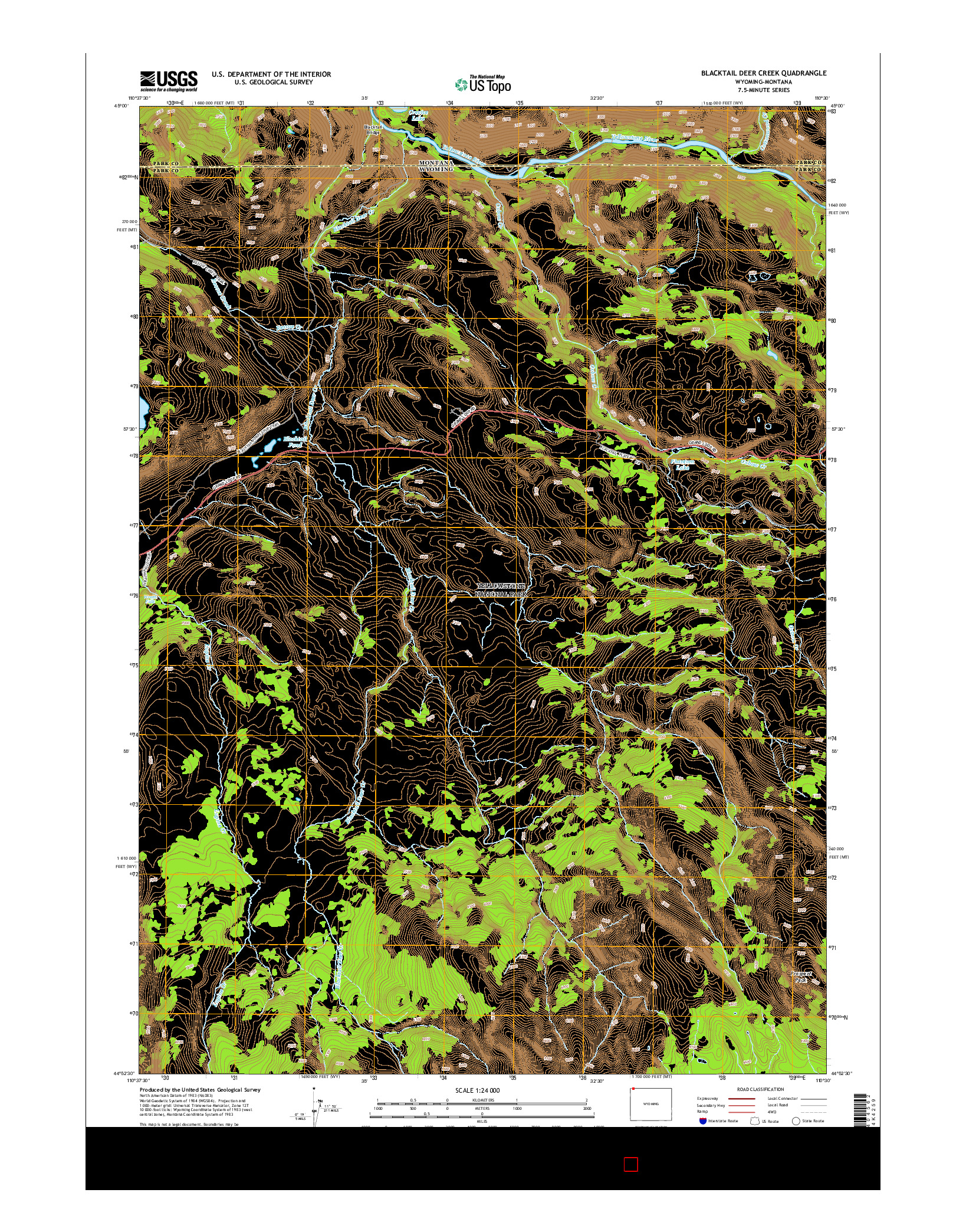 USGS US TOPO 7.5-MINUTE MAP FOR BLACKTAIL DEER CREEK, WY-MT 2015