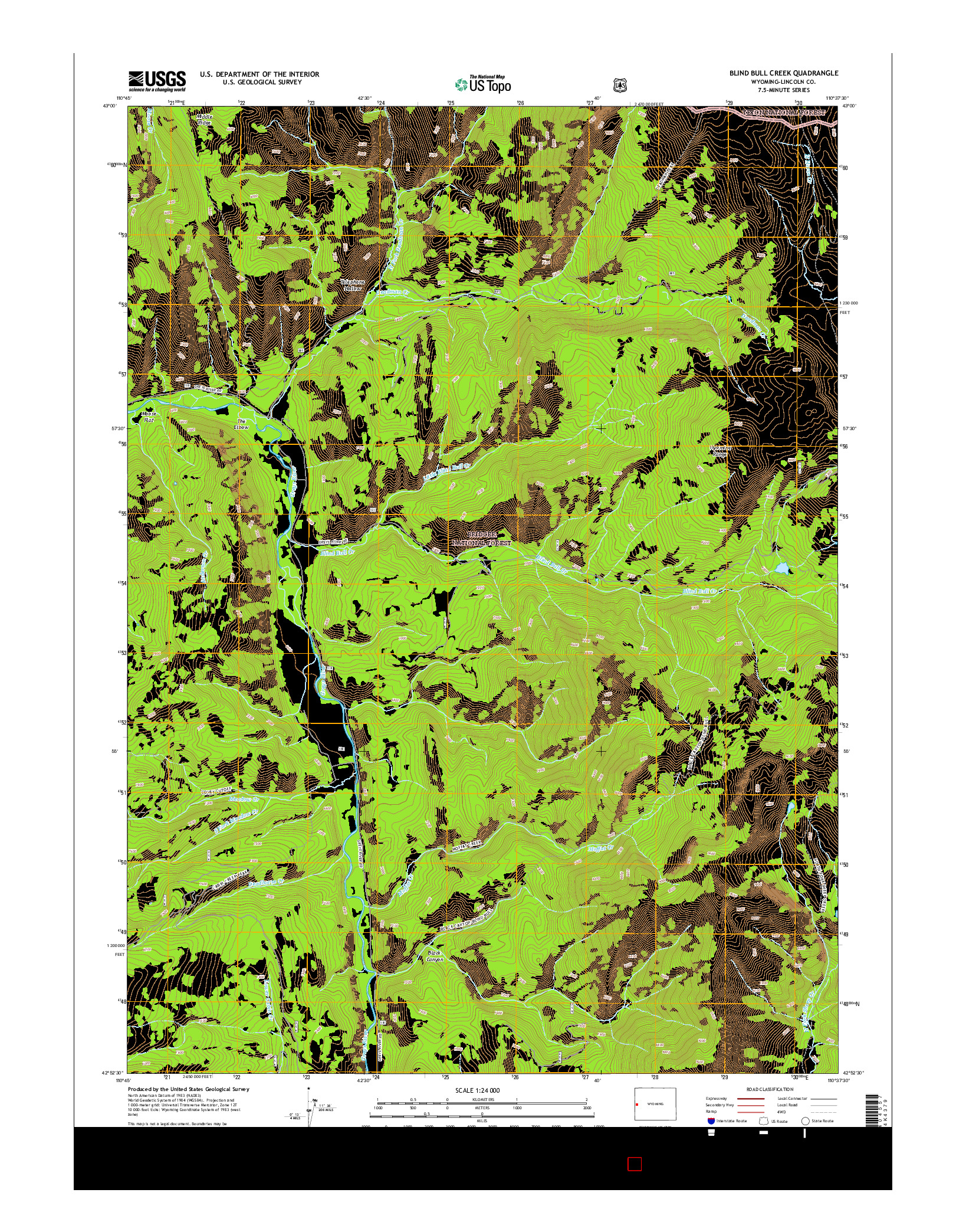 USGS US TOPO 7.5-MINUTE MAP FOR BLIND BULL CREEK, WY 2015