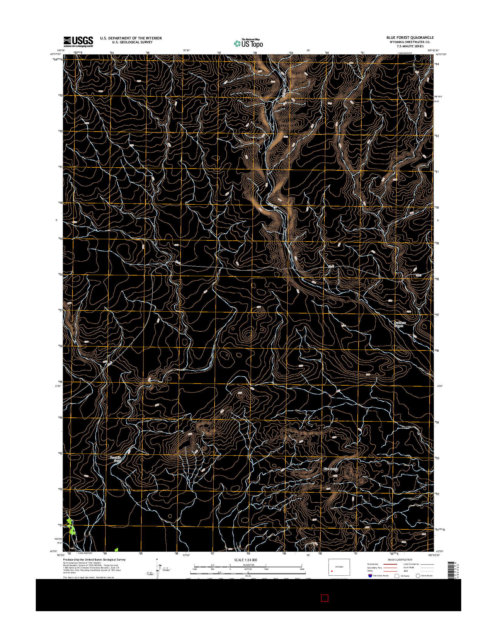 USGS US TOPO 7.5-MINUTE MAP FOR BLUE FOREST, WY 2015