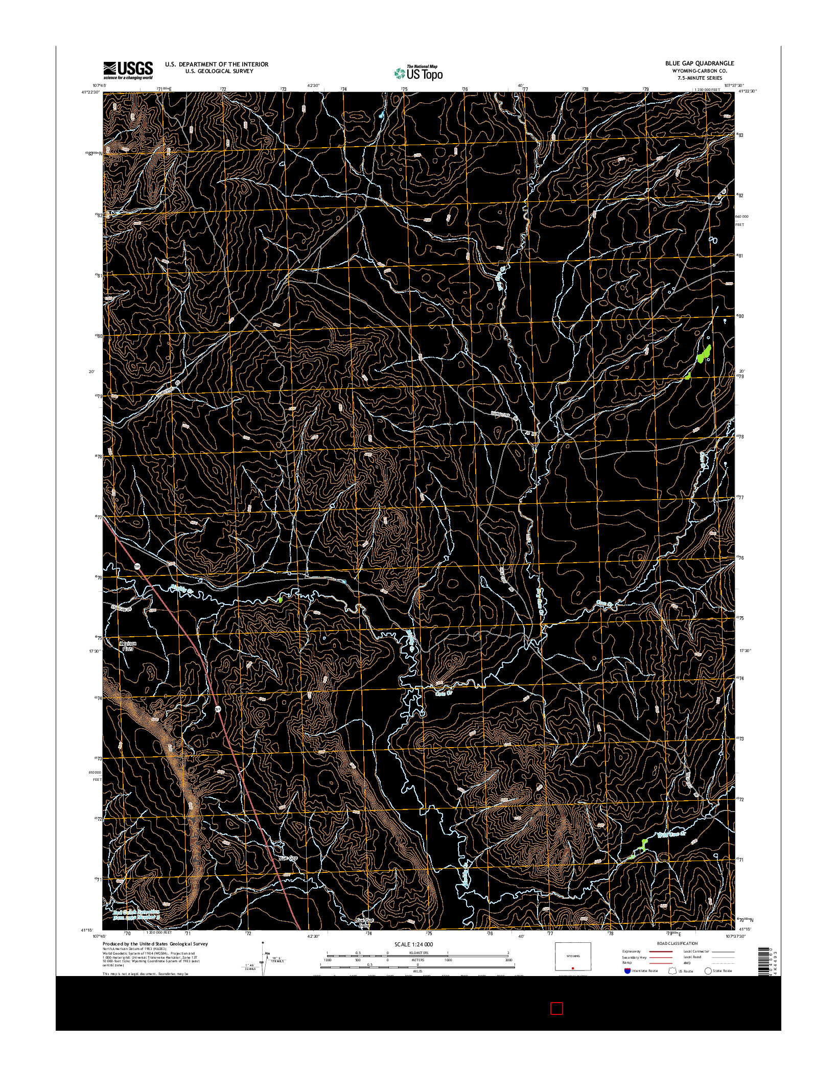 USGS US TOPO 7.5-MINUTE MAP FOR BLUE GAP, WY 2015