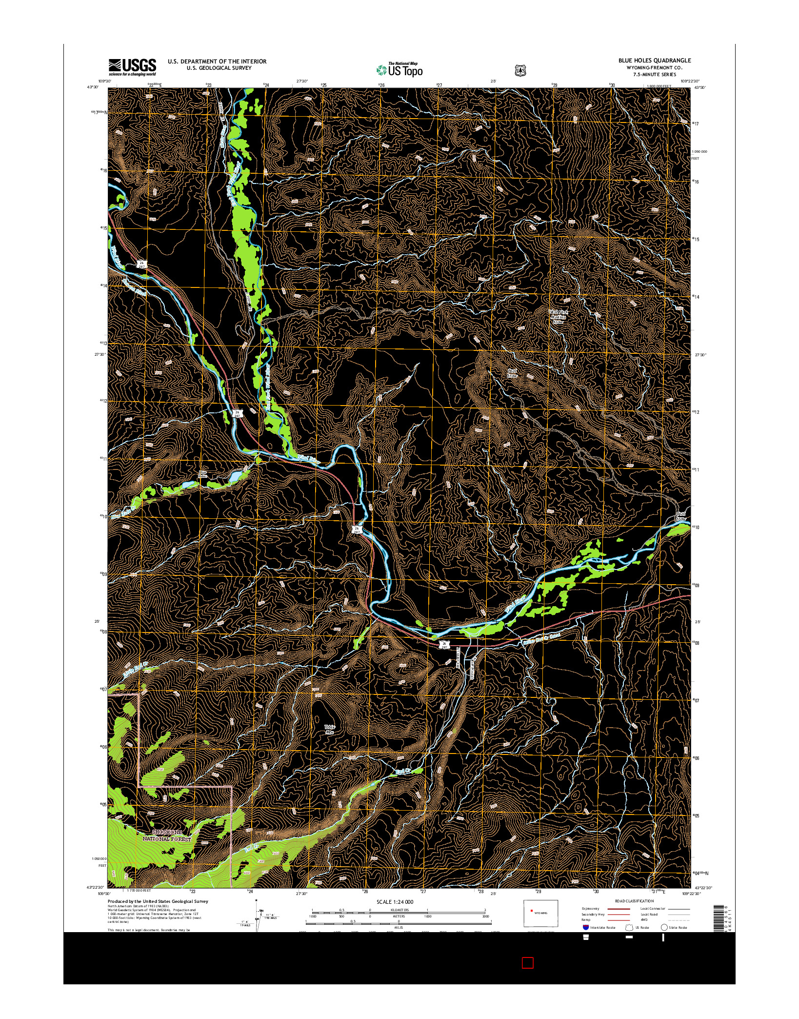 USGS US TOPO 7.5-MINUTE MAP FOR BLUE HOLES, WY 2015