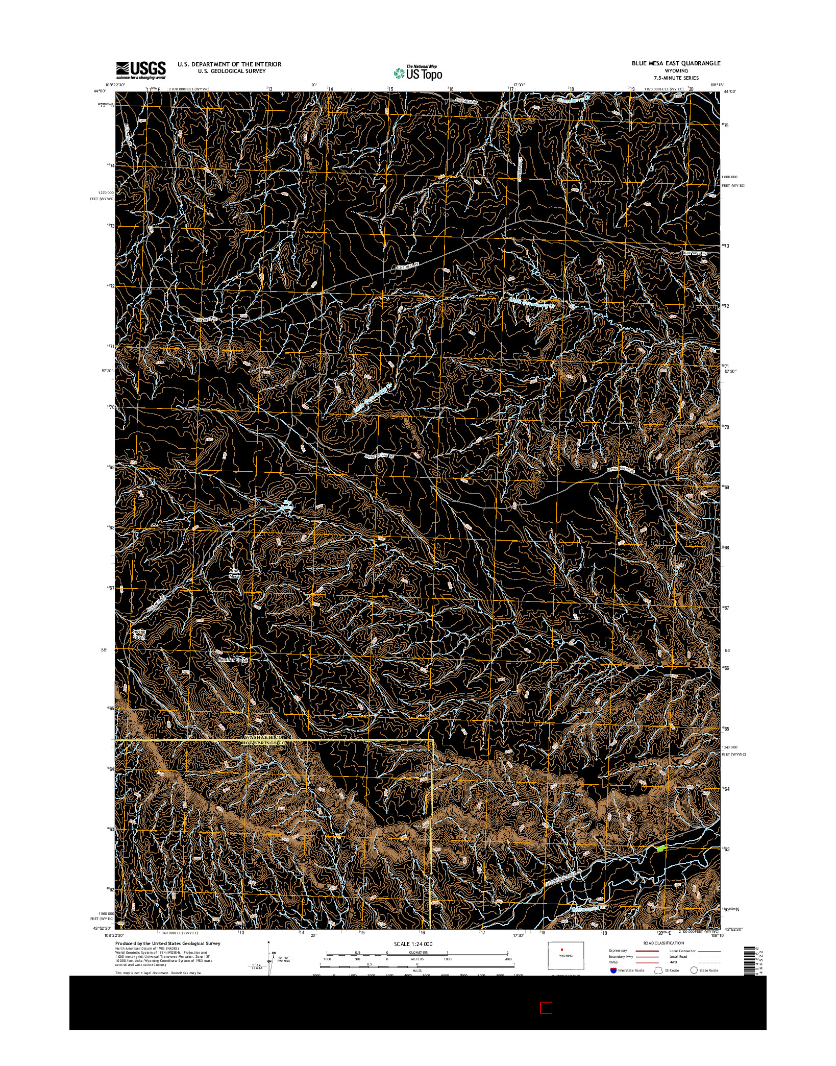 USGS US TOPO 7.5-MINUTE MAP FOR BLUE MESA EAST, WY 2015