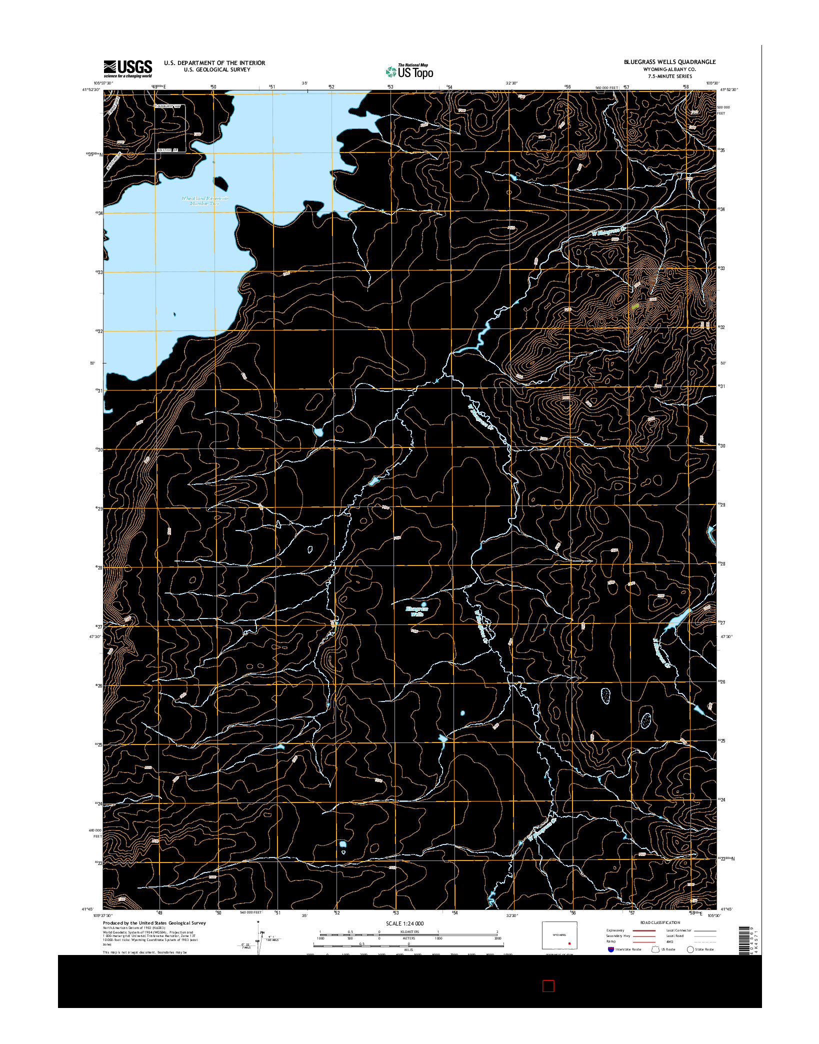 USGS US TOPO 7.5-MINUTE MAP FOR BLUEGRASS WELLS, WY 2015