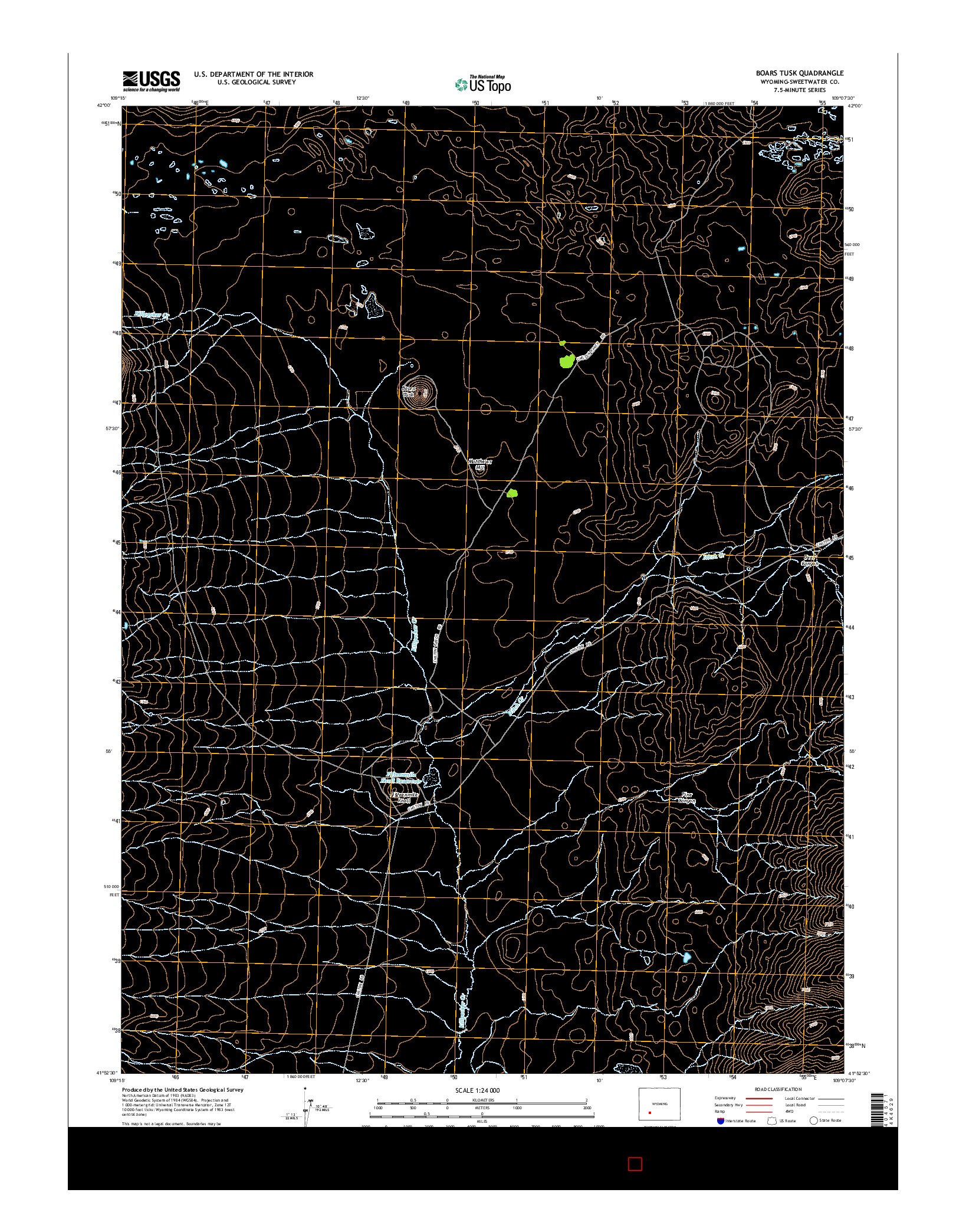 USGS US TOPO 7.5-MINUTE MAP FOR BOARS TUSK, WY 2015