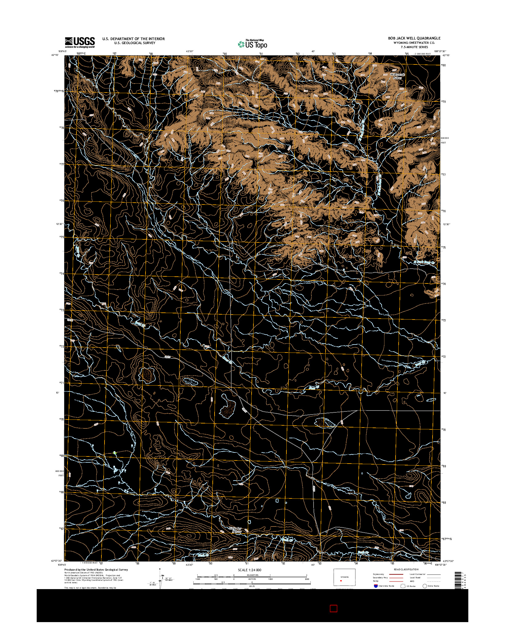 USGS US TOPO 7.5-MINUTE MAP FOR BOB JACK WELL, WY 2015