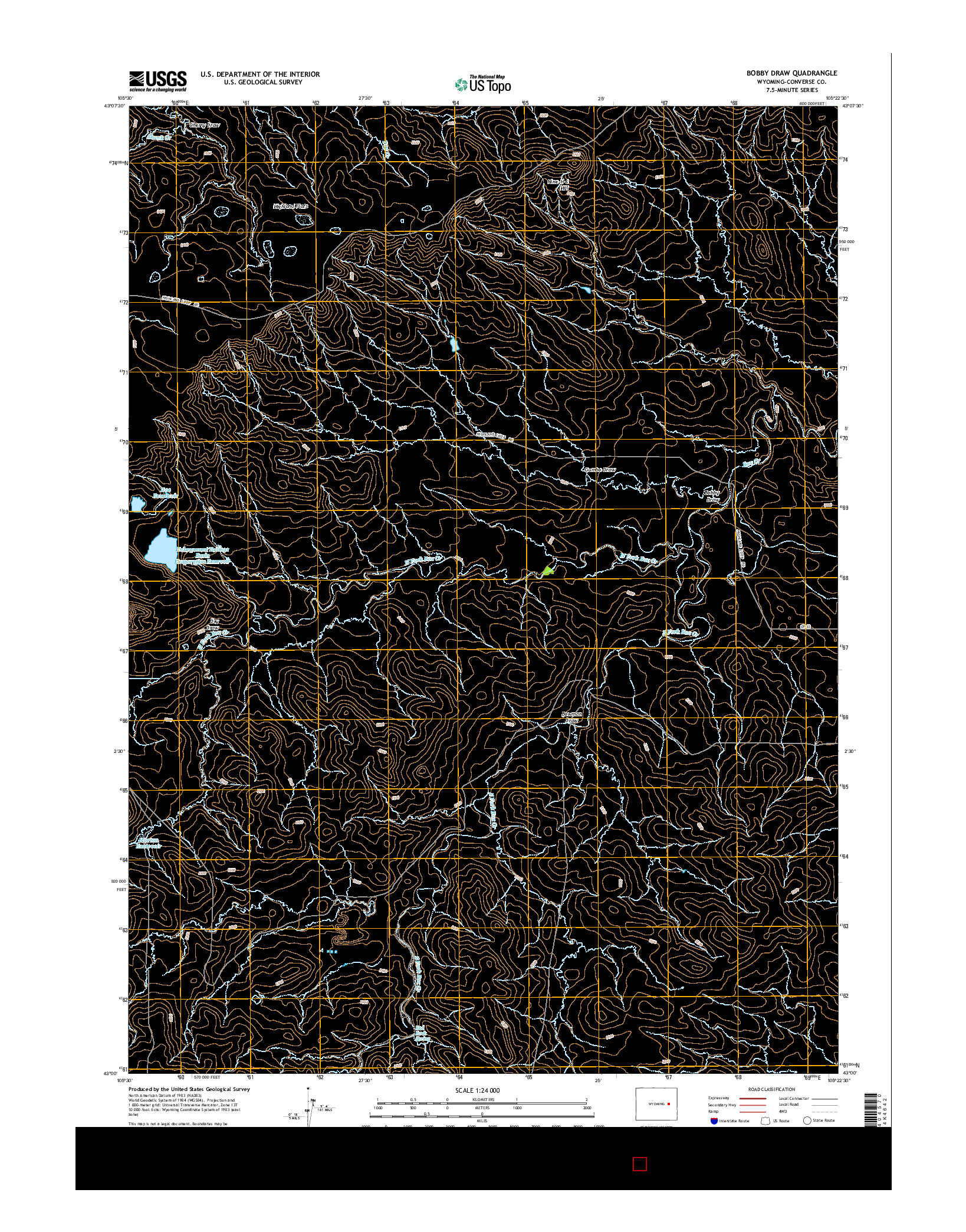 USGS US TOPO 7.5-MINUTE MAP FOR BOBBY DRAW, WY 2015