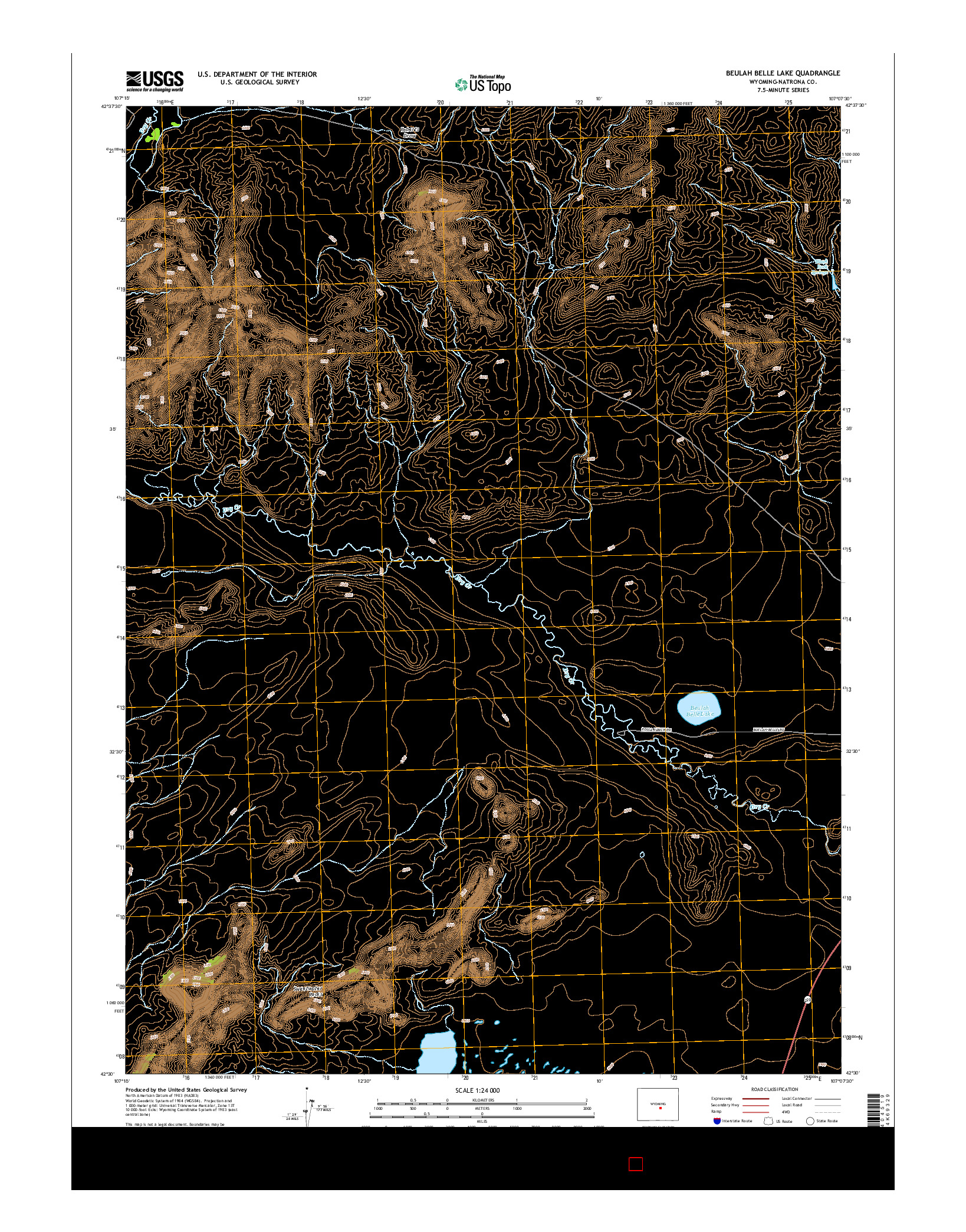 USGS US TOPO 7.5-MINUTE MAP FOR BEULAH BELLE LAKE, WY 2015