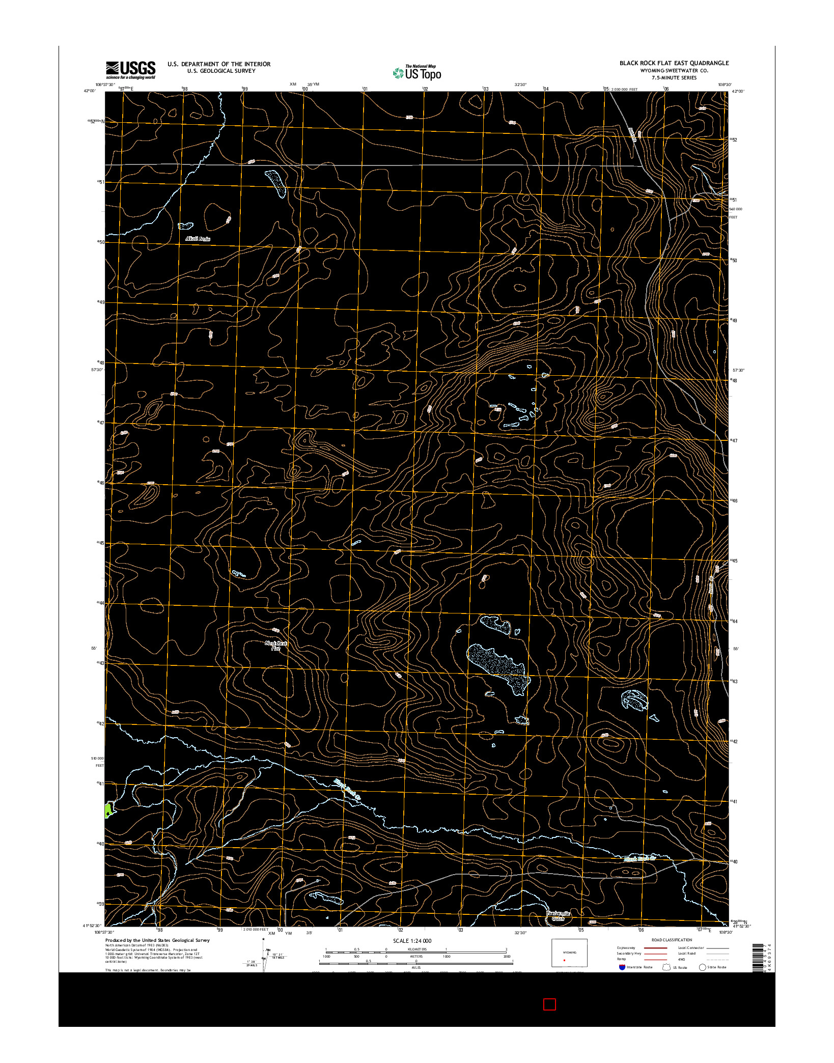 USGS US TOPO 7.5-MINUTE MAP FOR BLACK ROCK FLAT EAST, WY 2015