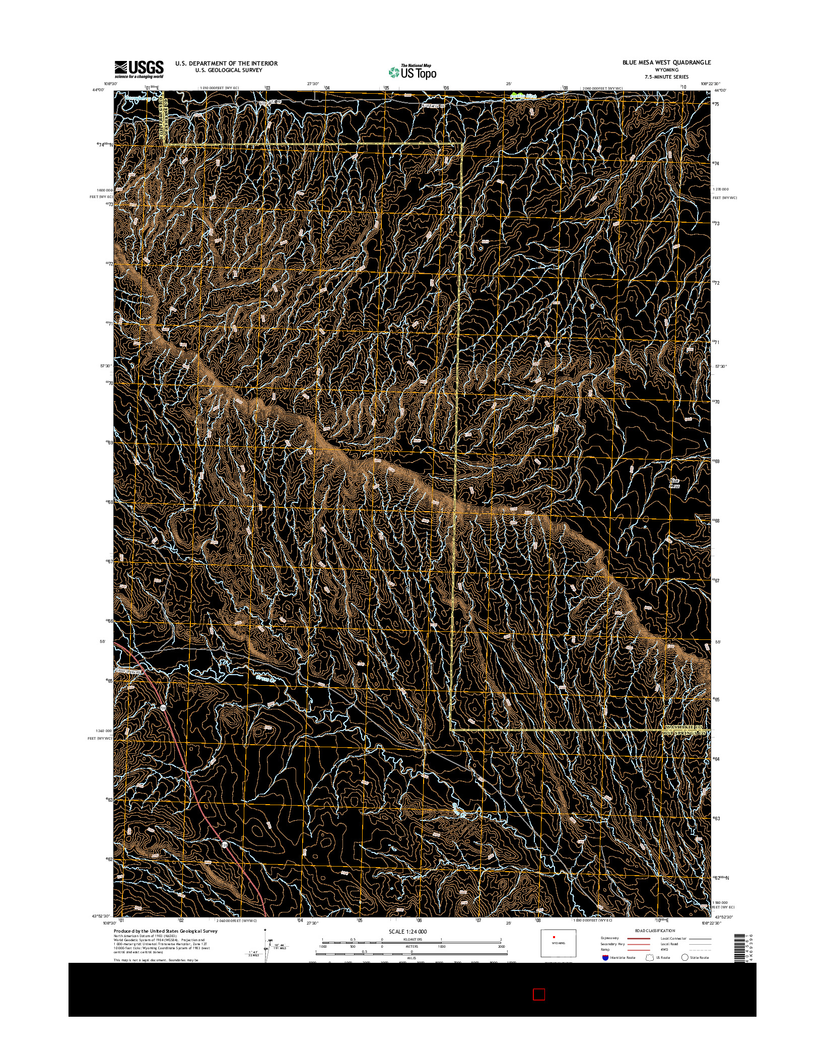 USGS US TOPO 7.5-MINUTE MAP FOR BLUE MESA WEST, WY 2015