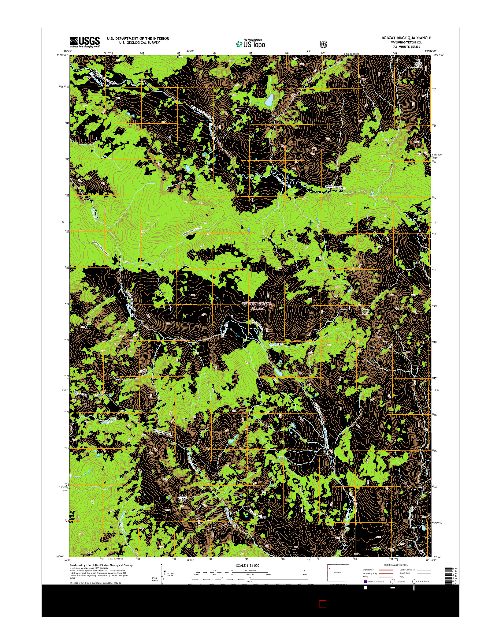 USGS US TOPO 7.5-MINUTE MAP FOR BOBCAT RIDGE, WY 2015