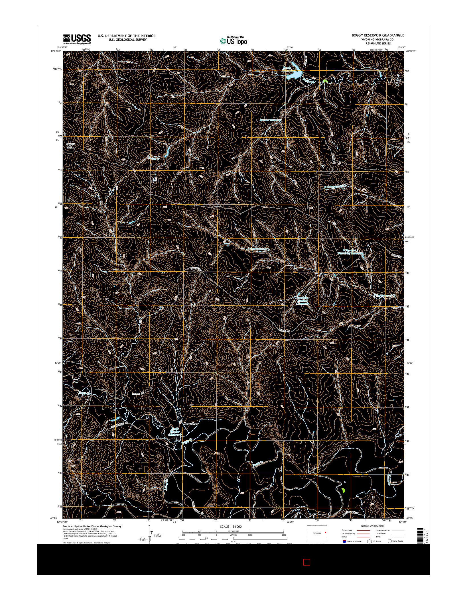 USGS US TOPO 7.5-MINUTE MAP FOR BOGGY RESERVOIR, WY 2015