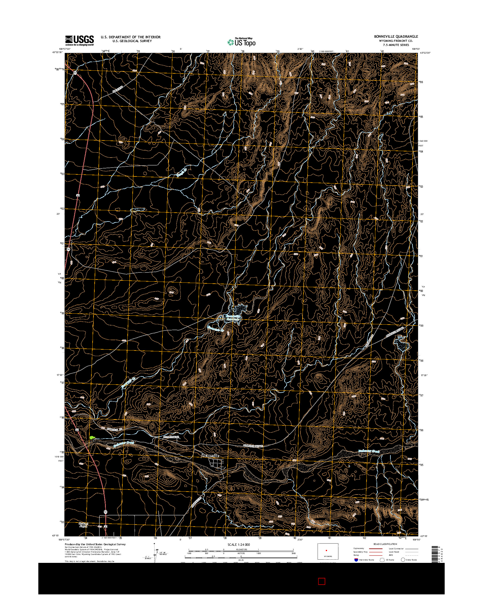 USGS US TOPO 7.5-MINUTE MAP FOR BONNEVILLE, WY 2015