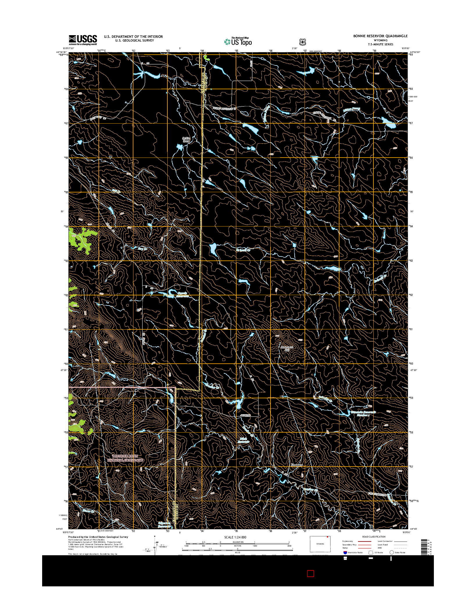 USGS US TOPO 7.5-MINUTE MAP FOR BONNIE RESERVOIR, WY 2015