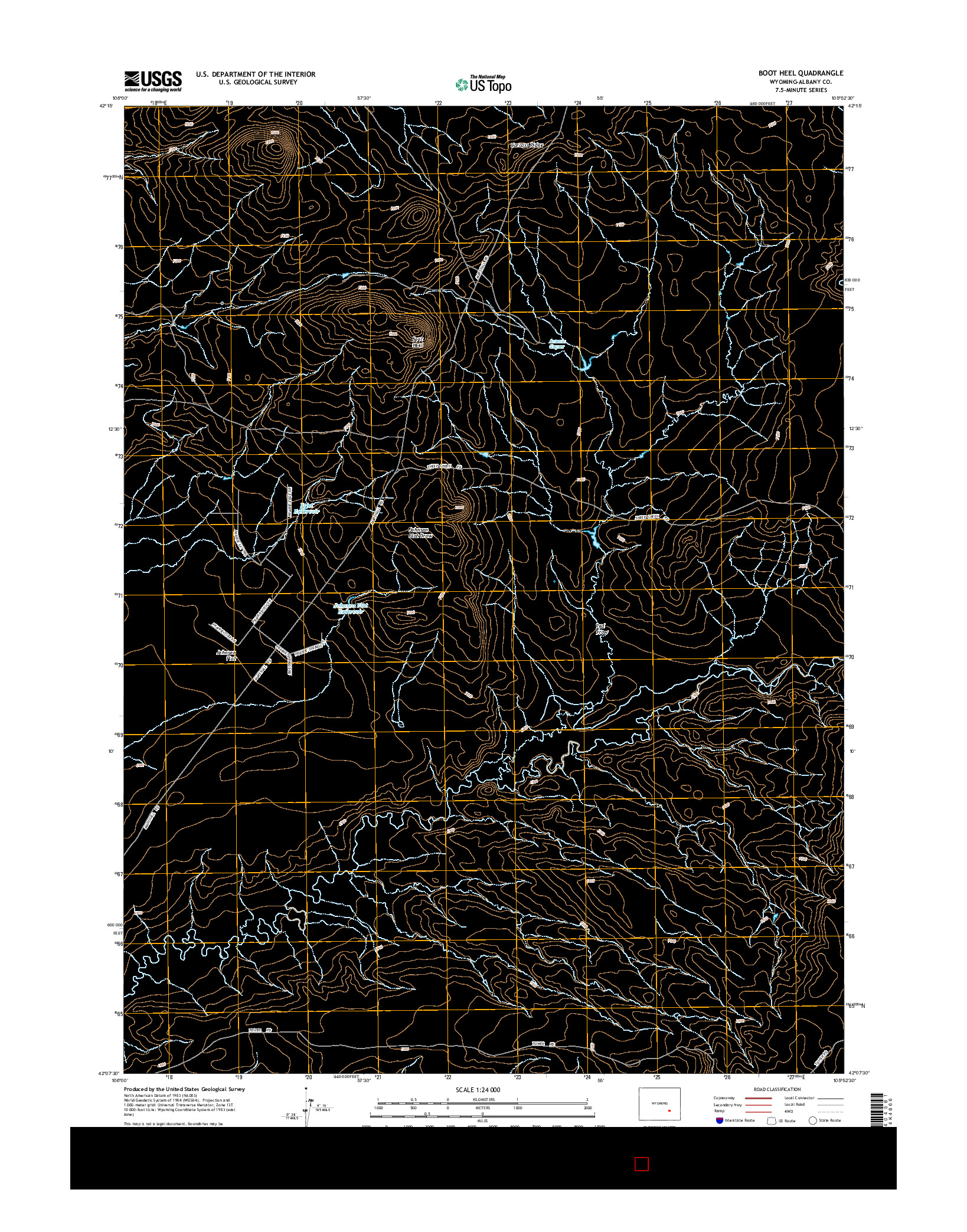 USGS US TOPO 7.5-MINUTE MAP FOR BOOT HEEL, WY 2015