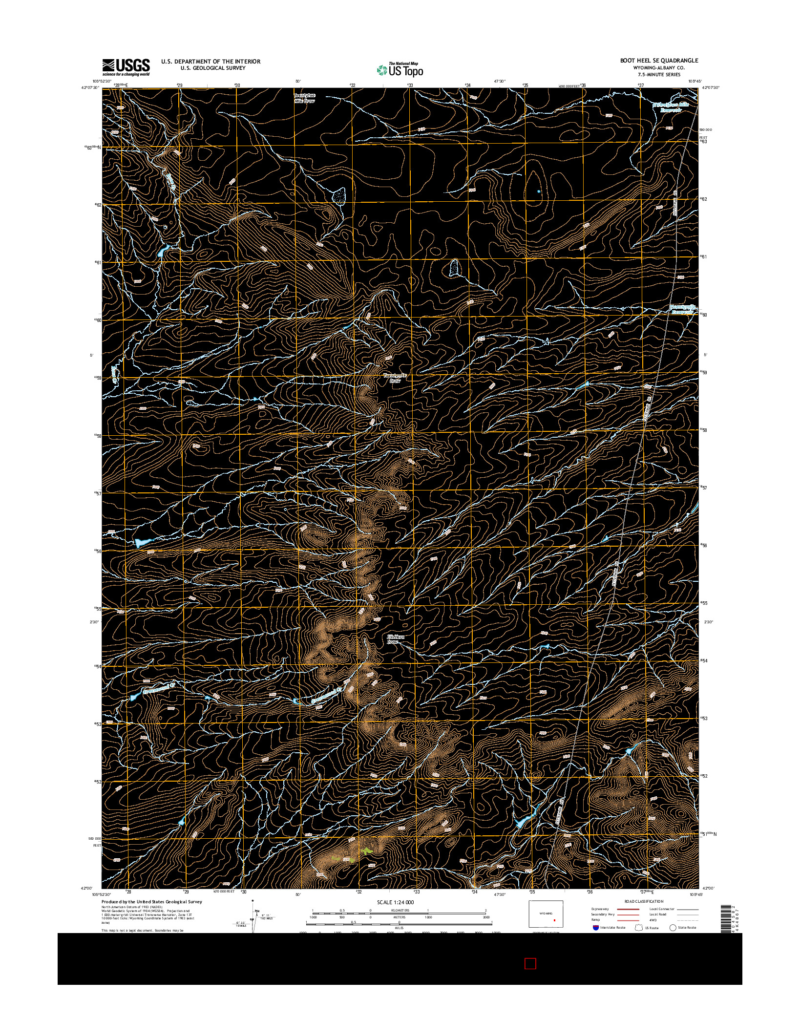 USGS US TOPO 7.5-MINUTE MAP FOR BOOT HEEL SE, WY 2015