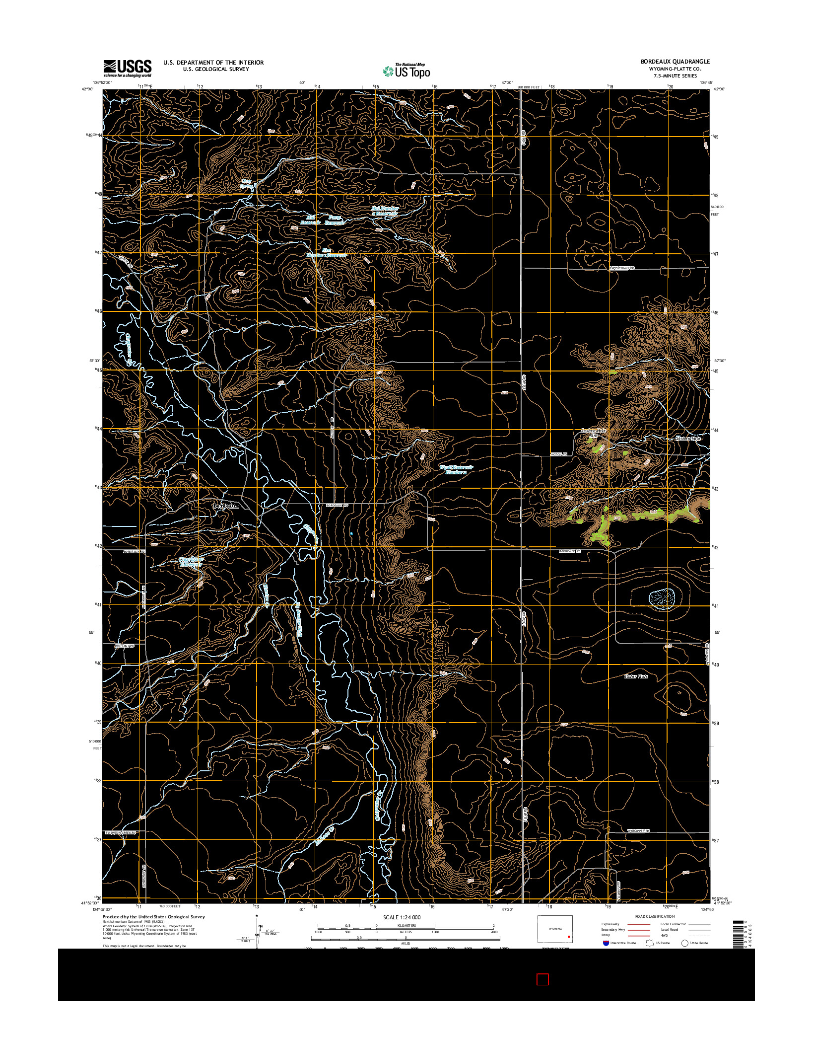 USGS US TOPO 7.5-MINUTE MAP FOR BORDEAUX, WY 2015