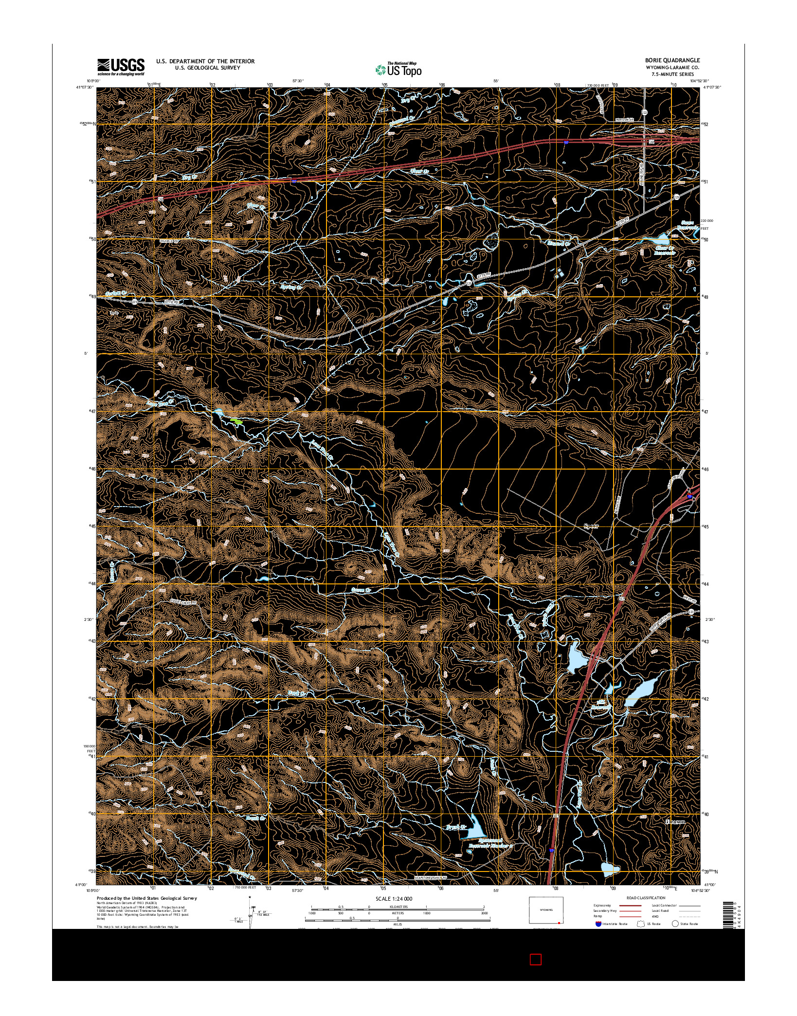 USGS US TOPO 7.5-MINUTE MAP FOR BORIE, WY 2015