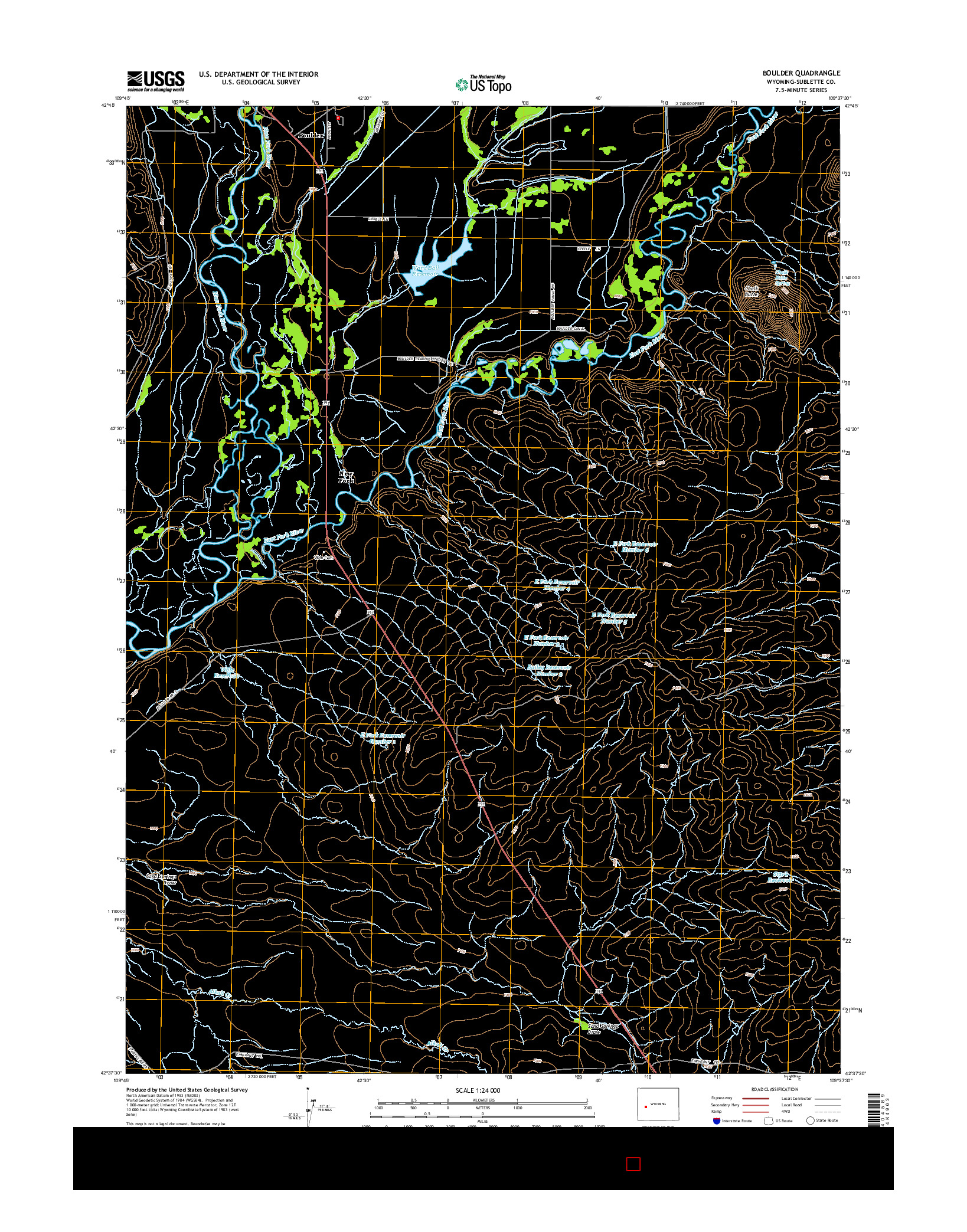 USGS US TOPO 7.5-MINUTE MAP FOR BOULDER, WY 2015