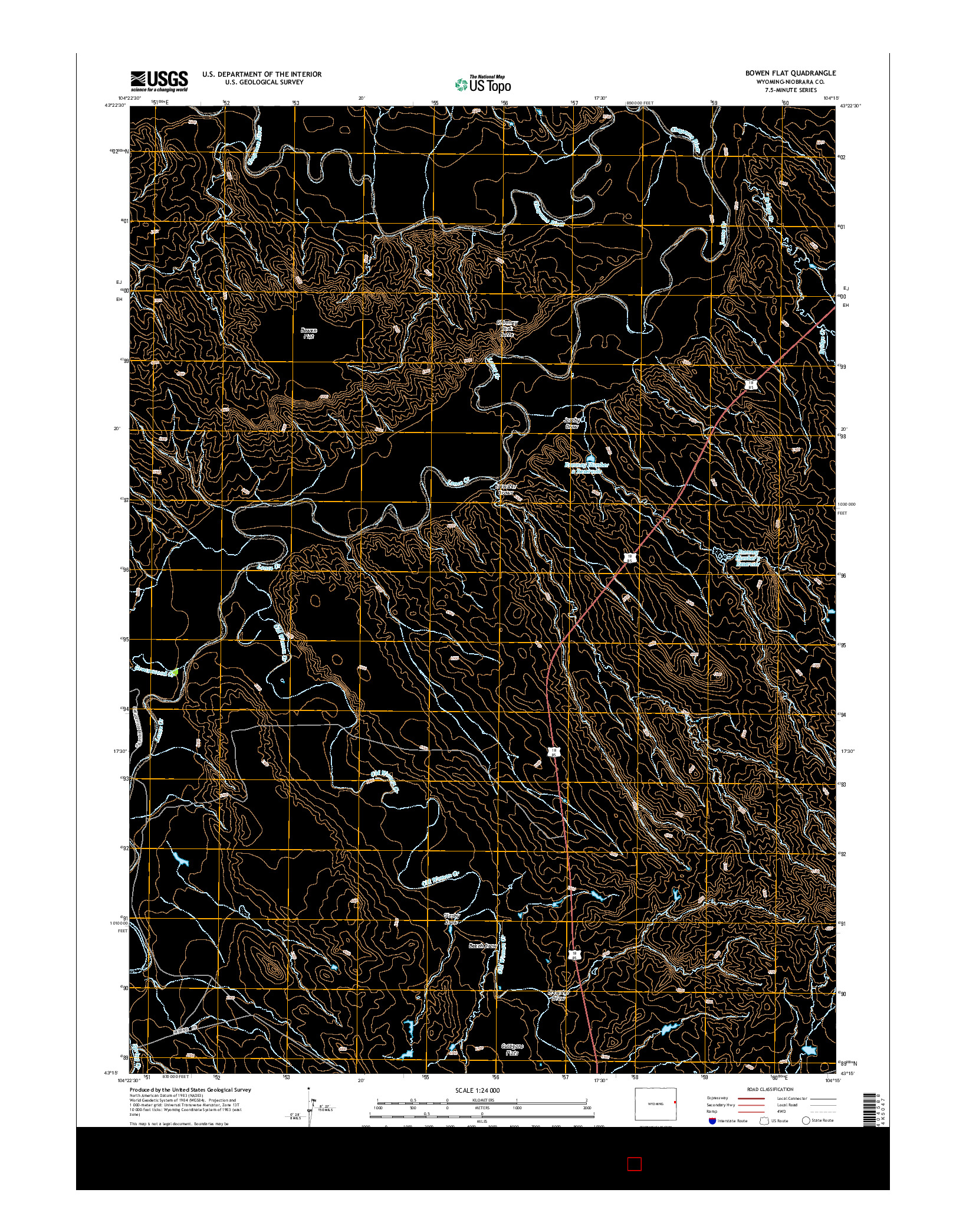 USGS US TOPO 7.5-MINUTE MAP FOR BOWEN FLAT, WY 2015