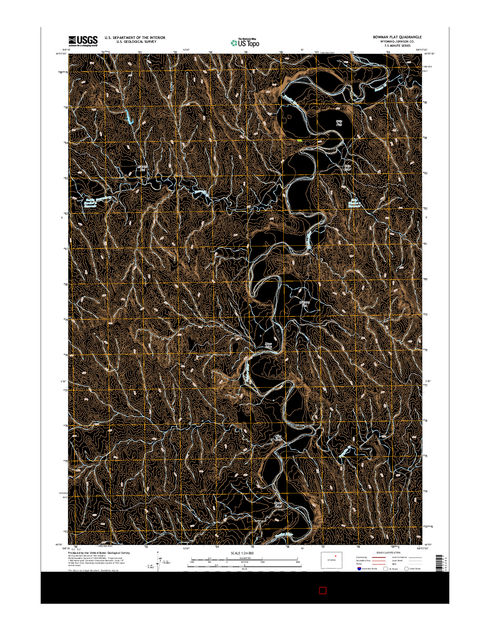 USGS US TOPO 7.5-MINUTE MAP FOR BOWMAN FLAT, WY 2015