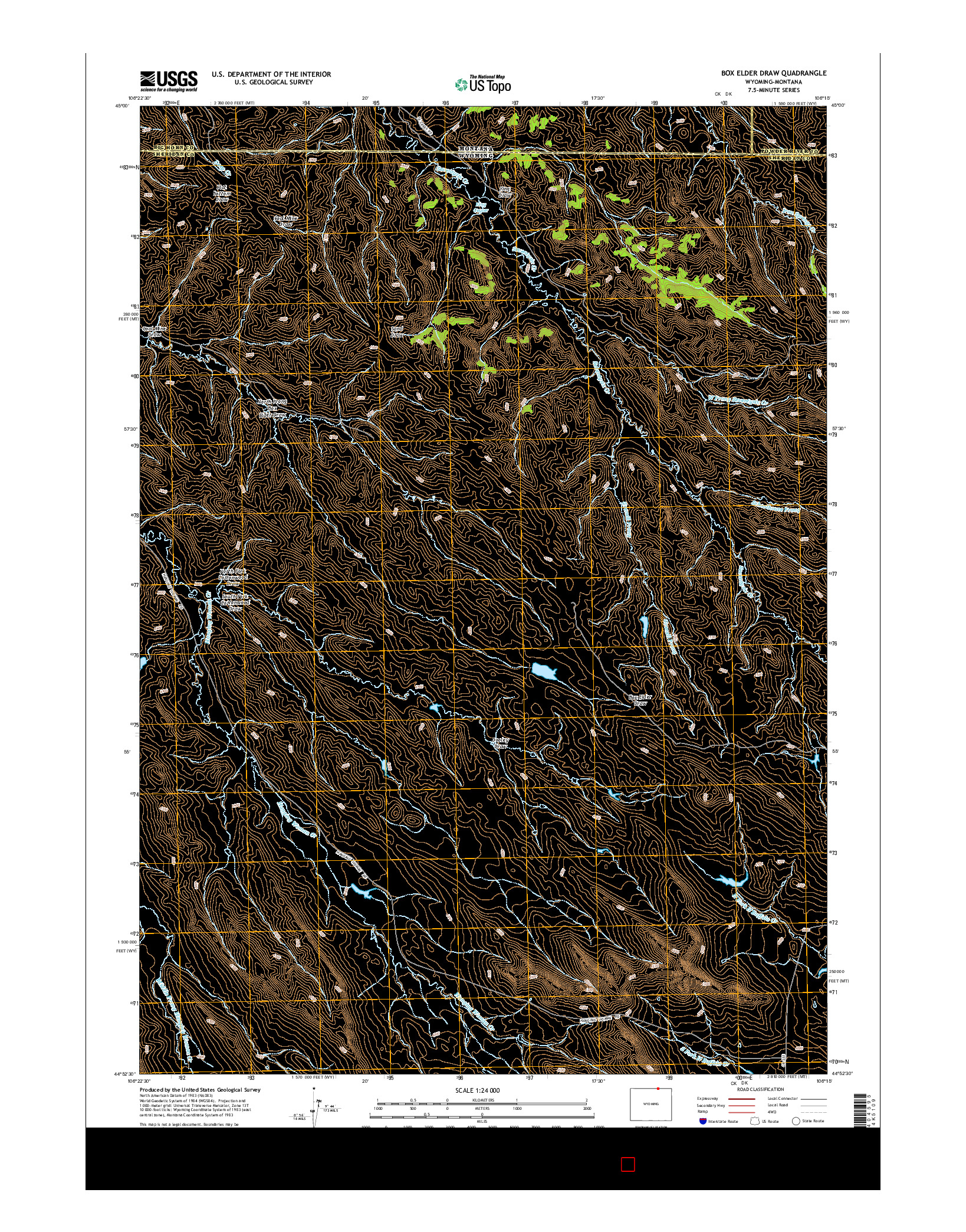 USGS US TOPO 7.5-MINUTE MAP FOR BOX ELDER DRAW, WY-MT 2015