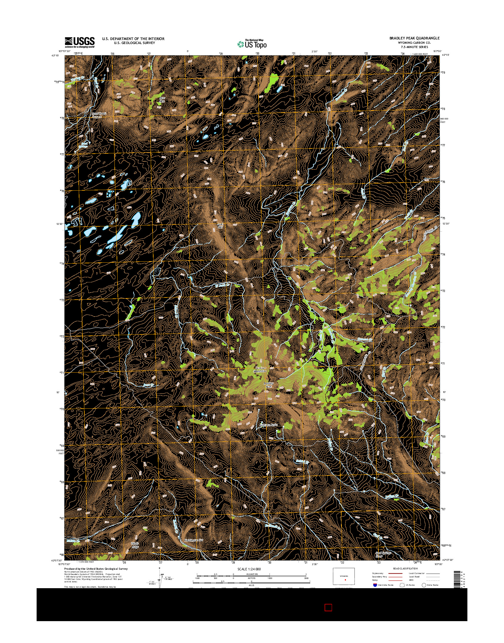 USGS US TOPO 7.5-MINUTE MAP FOR BRADLEY PEAK, WY 2015