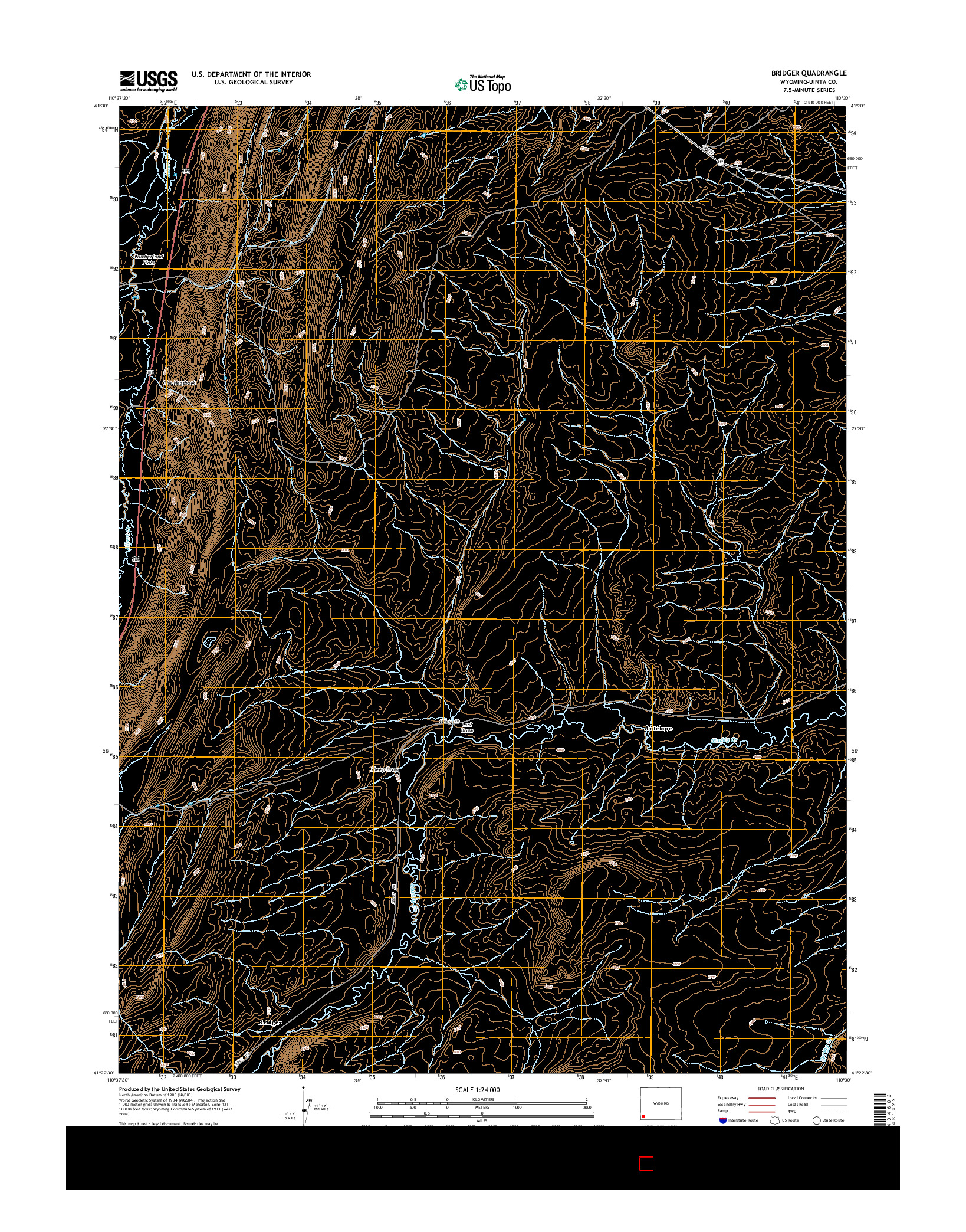 USGS US TOPO 7.5-MINUTE MAP FOR BRIDGER, WY 2015