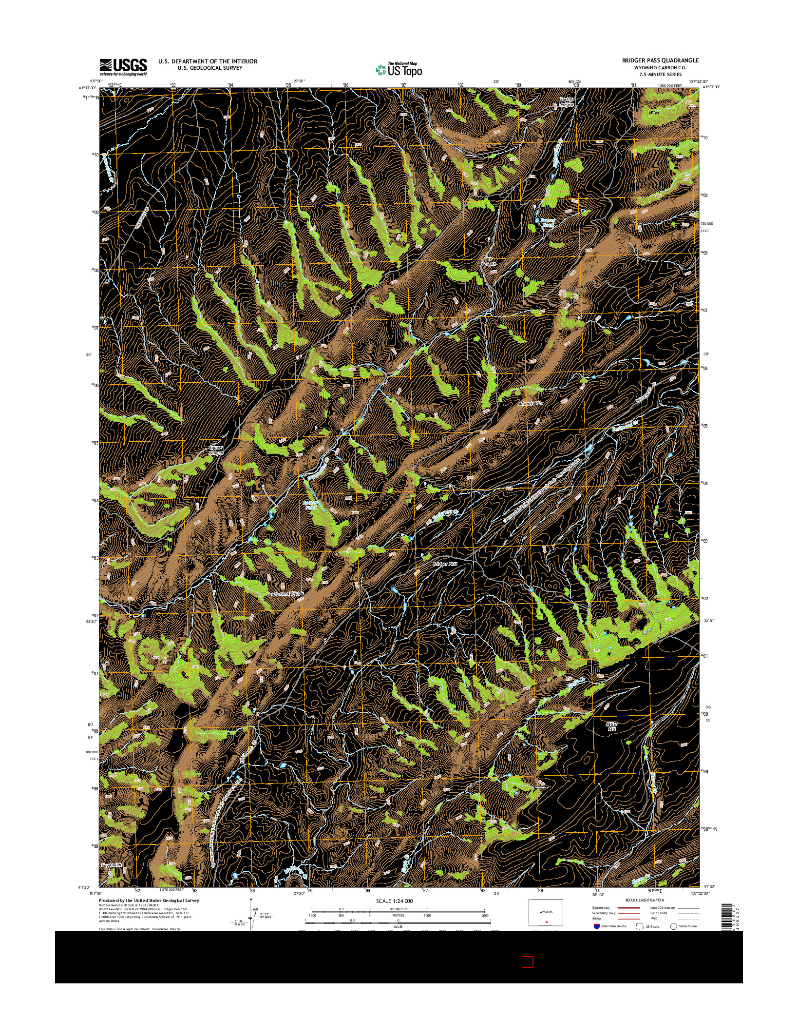 USGS US TOPO 7.5-MINUTE MAP FOR BRIDGER PASS, WY 2015