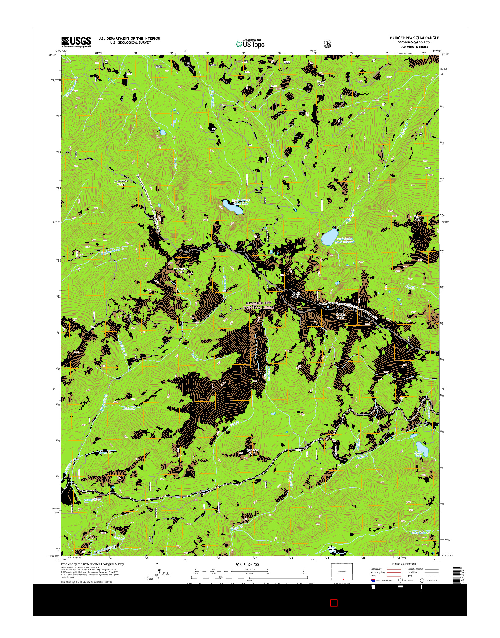 USGS US TOPO 7.5-MINUTE MAP FOR BRIDGER PEAK, WY 2015