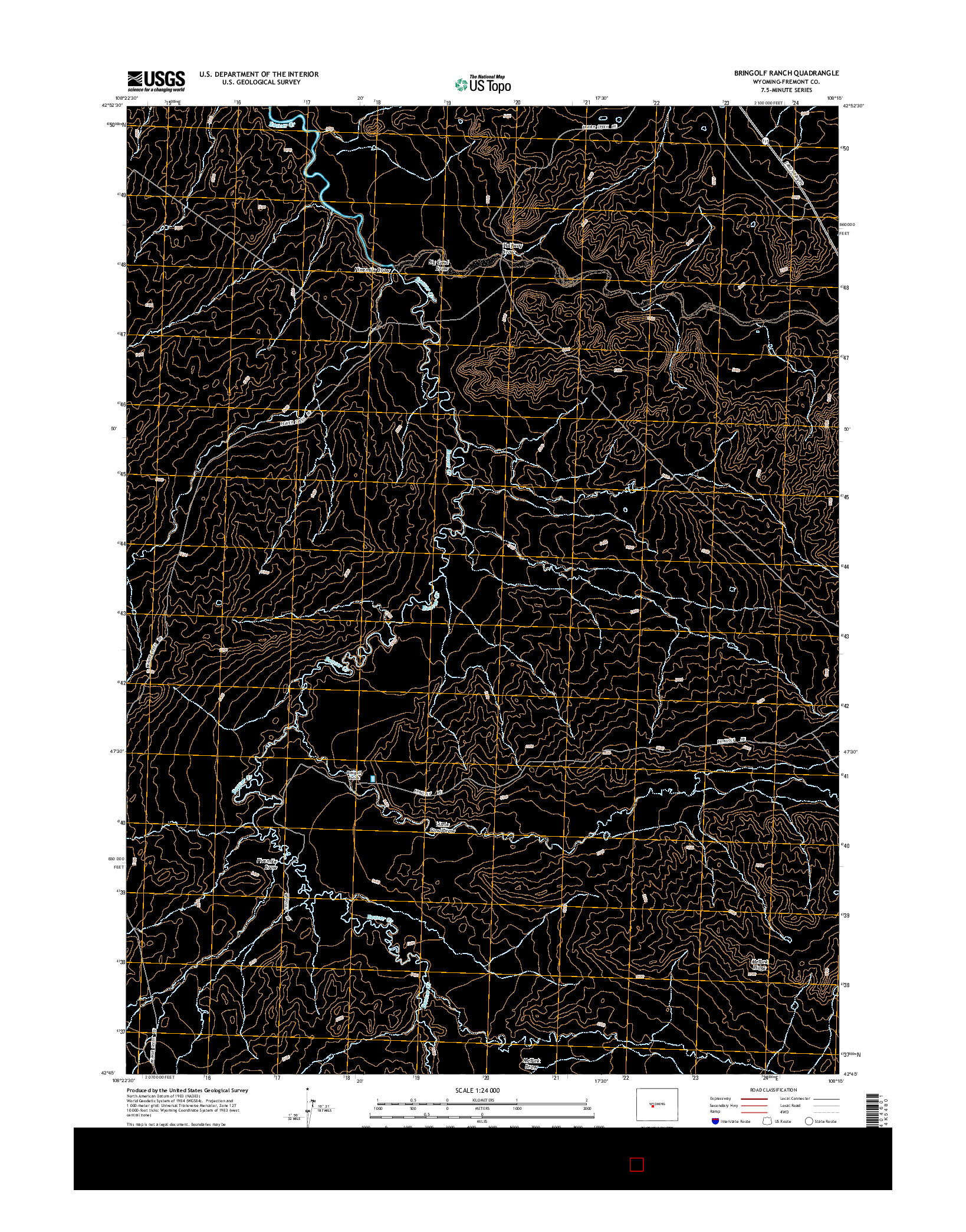 USGS US TOPO 7.5-MINUTE MAP FOR BRINGOLF RANCH, WY 2015