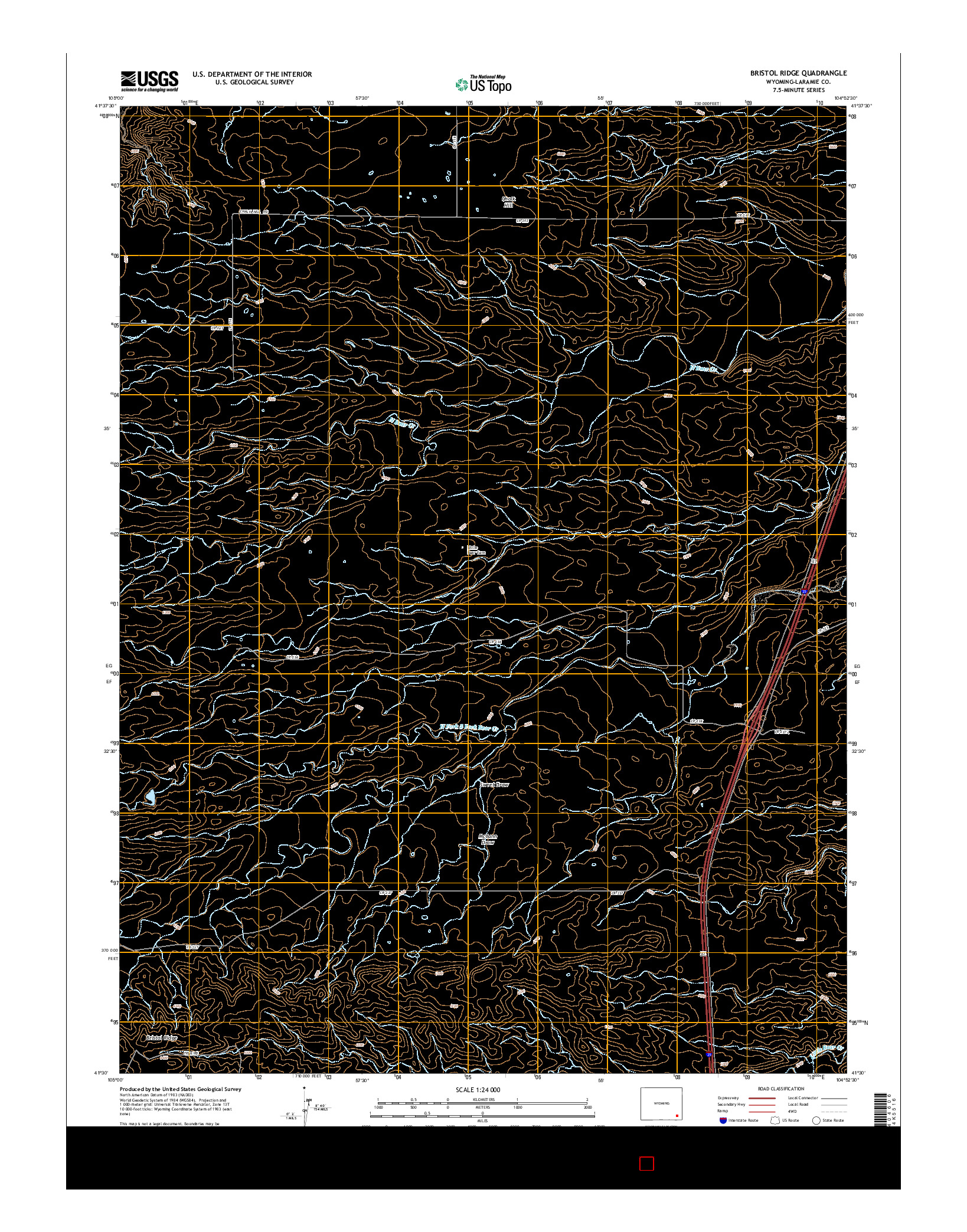 USGS US TOPO 7.5-MINUTE MAP FOR BRISTOL RIDGE, WY 2015